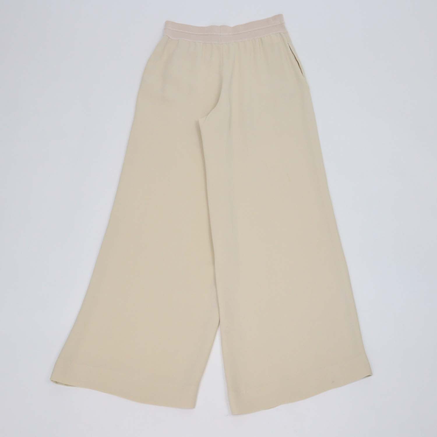 Loro Piana Cream Silk Wide Leg Trouser