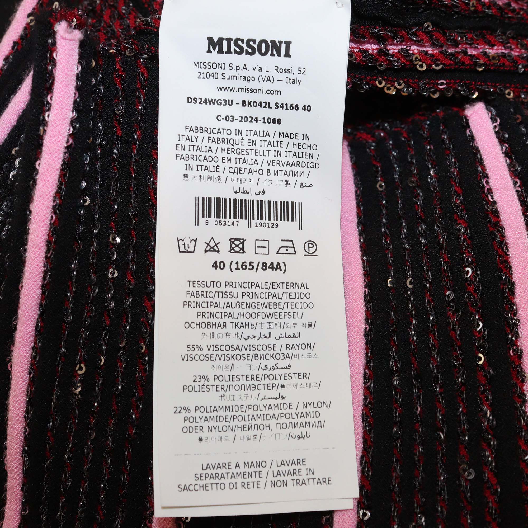 Missoni Multicolor Stripe Partialized Sequin Knitted Sleeveless Mini Dress