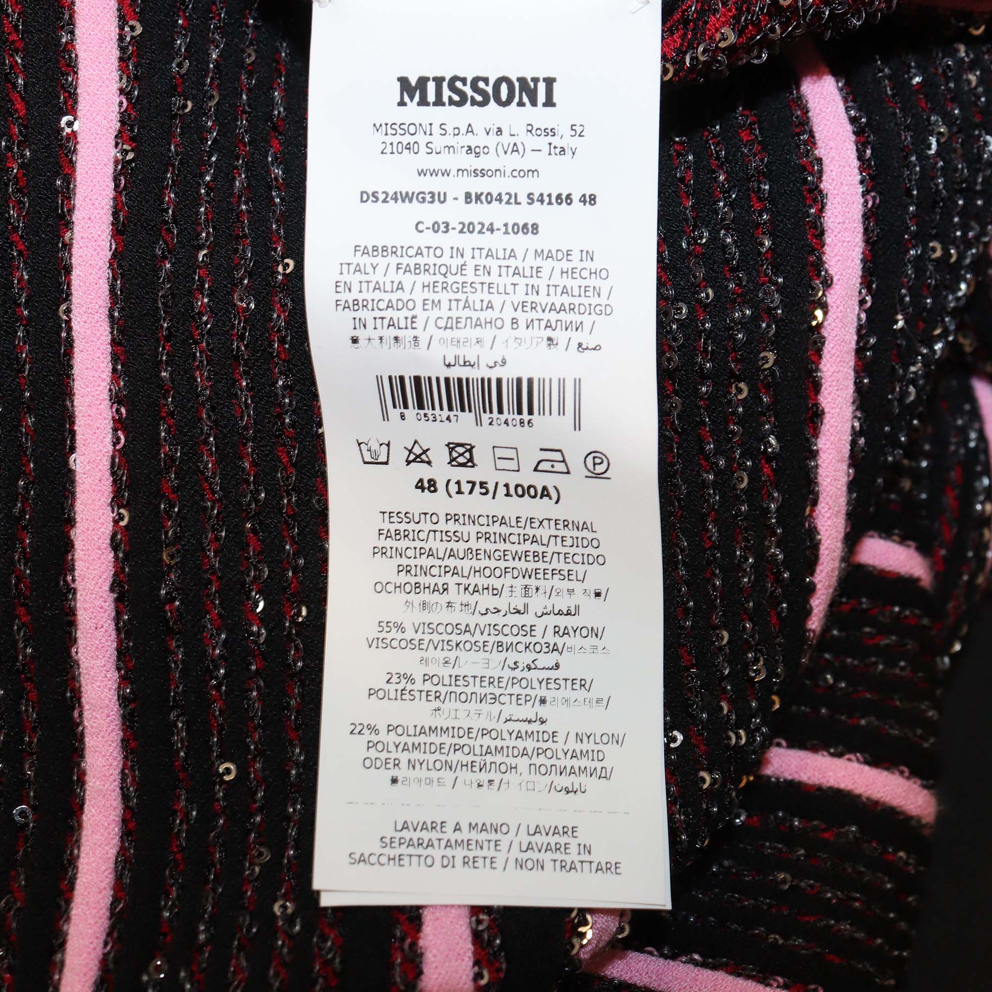 Missoni Multicolor Stripe Partialized Sequin Knitted Sleeveless Mini Dress