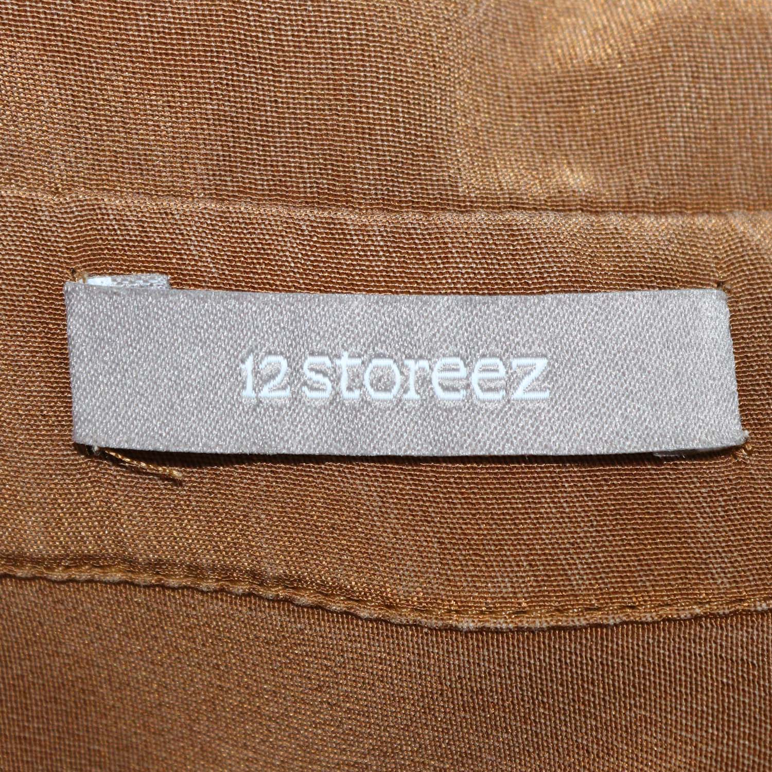 12 Storeez Brown Silk Long Sleeve Shirt & Trouser Set