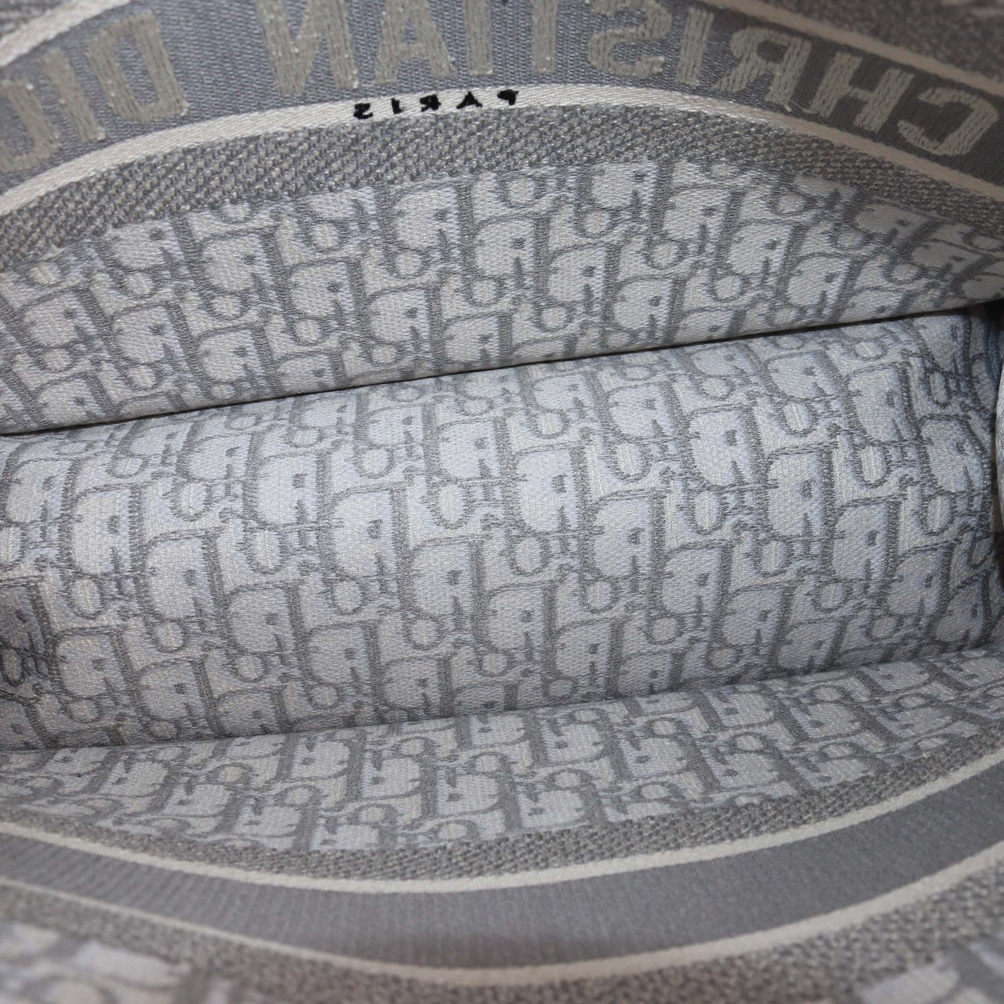 Christian Dior Light Blue Canvas Oblique Medium Book Tote Bag