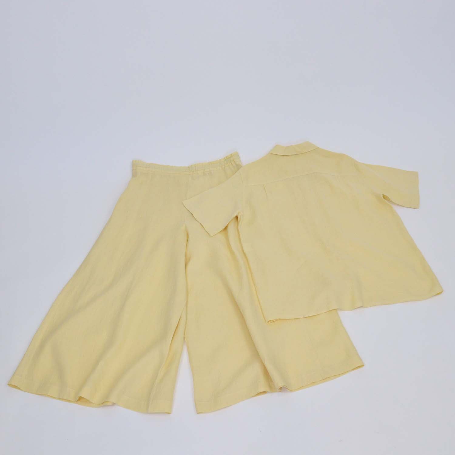 Loro Piana Yellow Linen Short Sleeve Shirt & Trouser Set