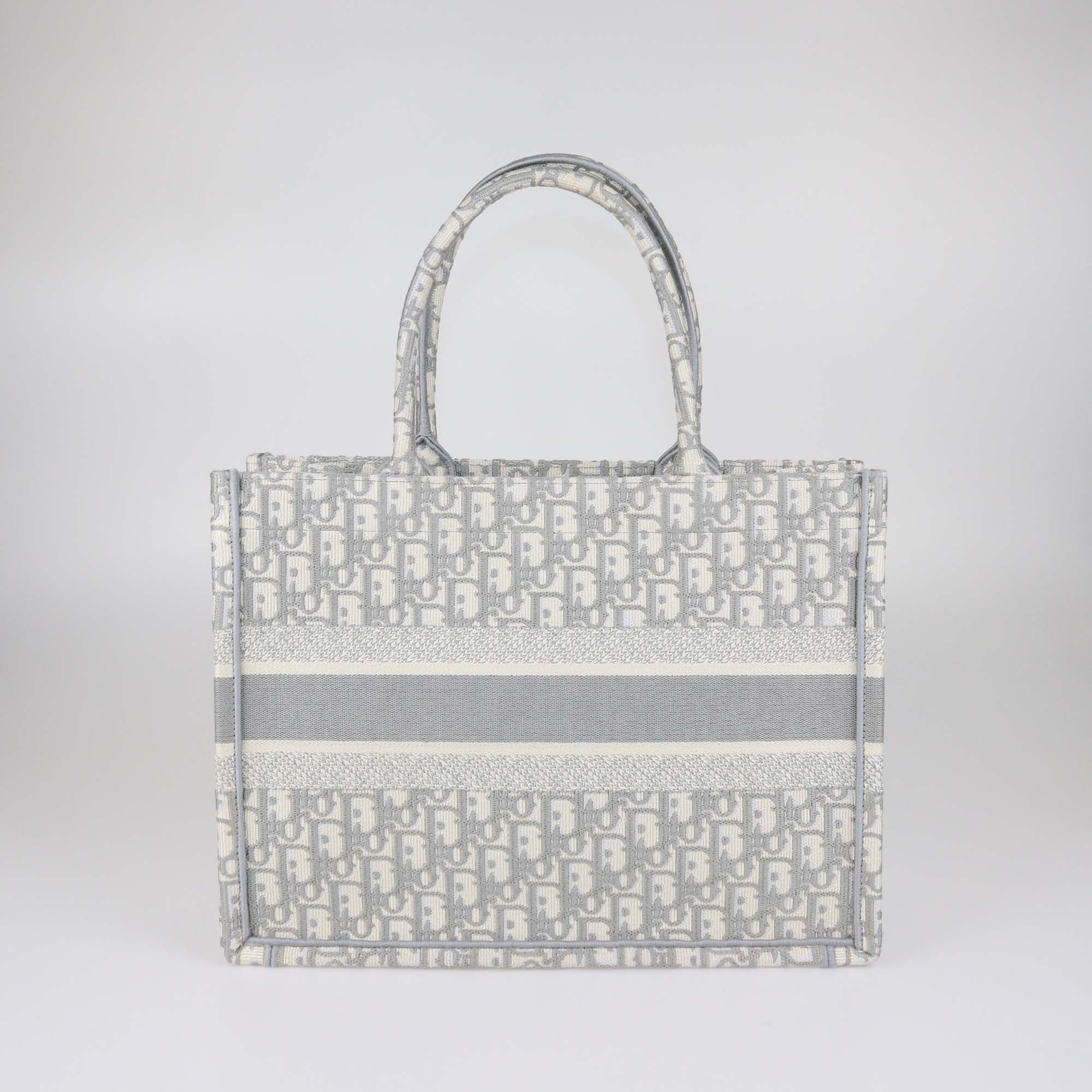 Christian Dior Light Blue Canvas Oblique Medium Book Tote Bag