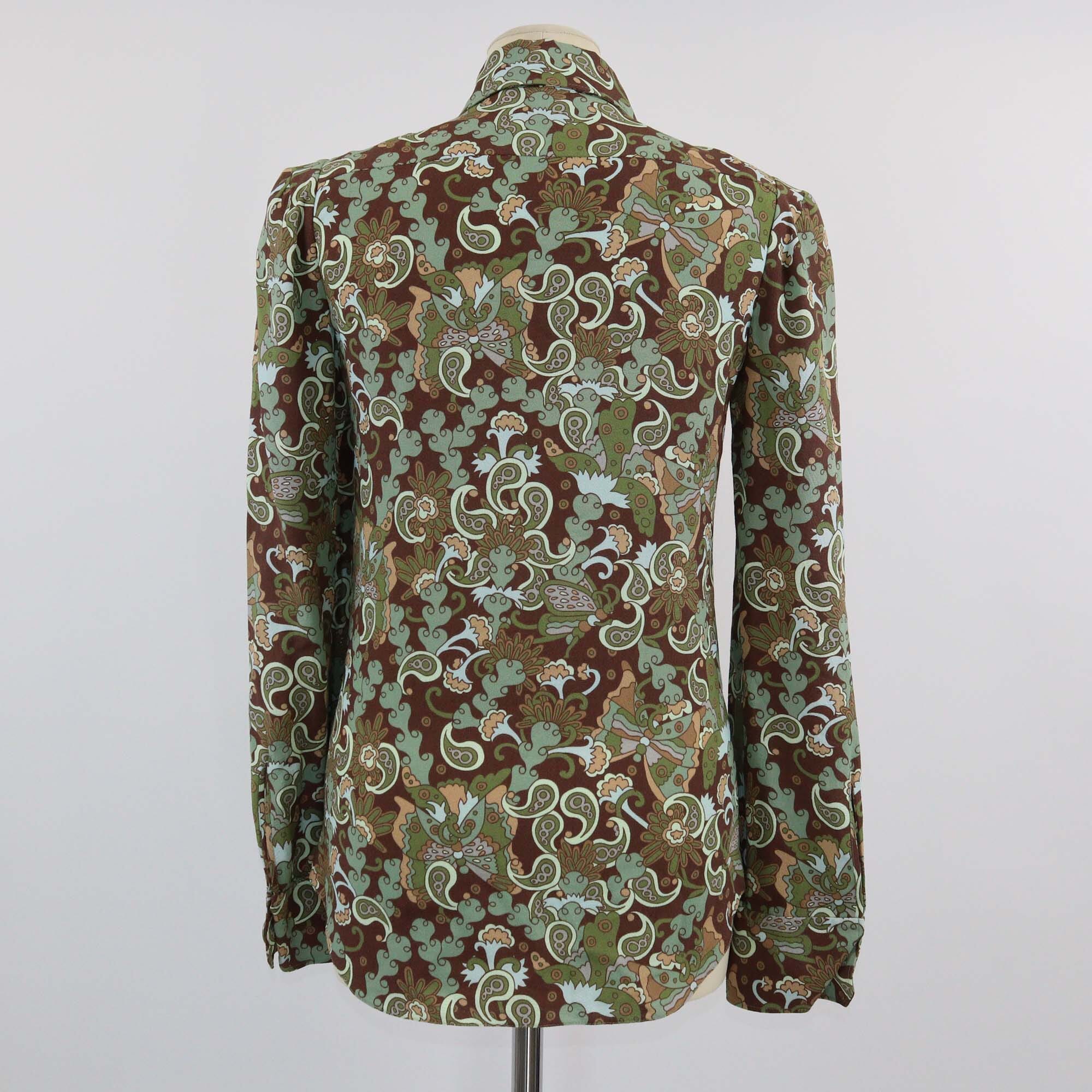 Chloe Brown/Multicolor Paisley Print Dual Pocket Longsleeve Shirt Womens Chloe