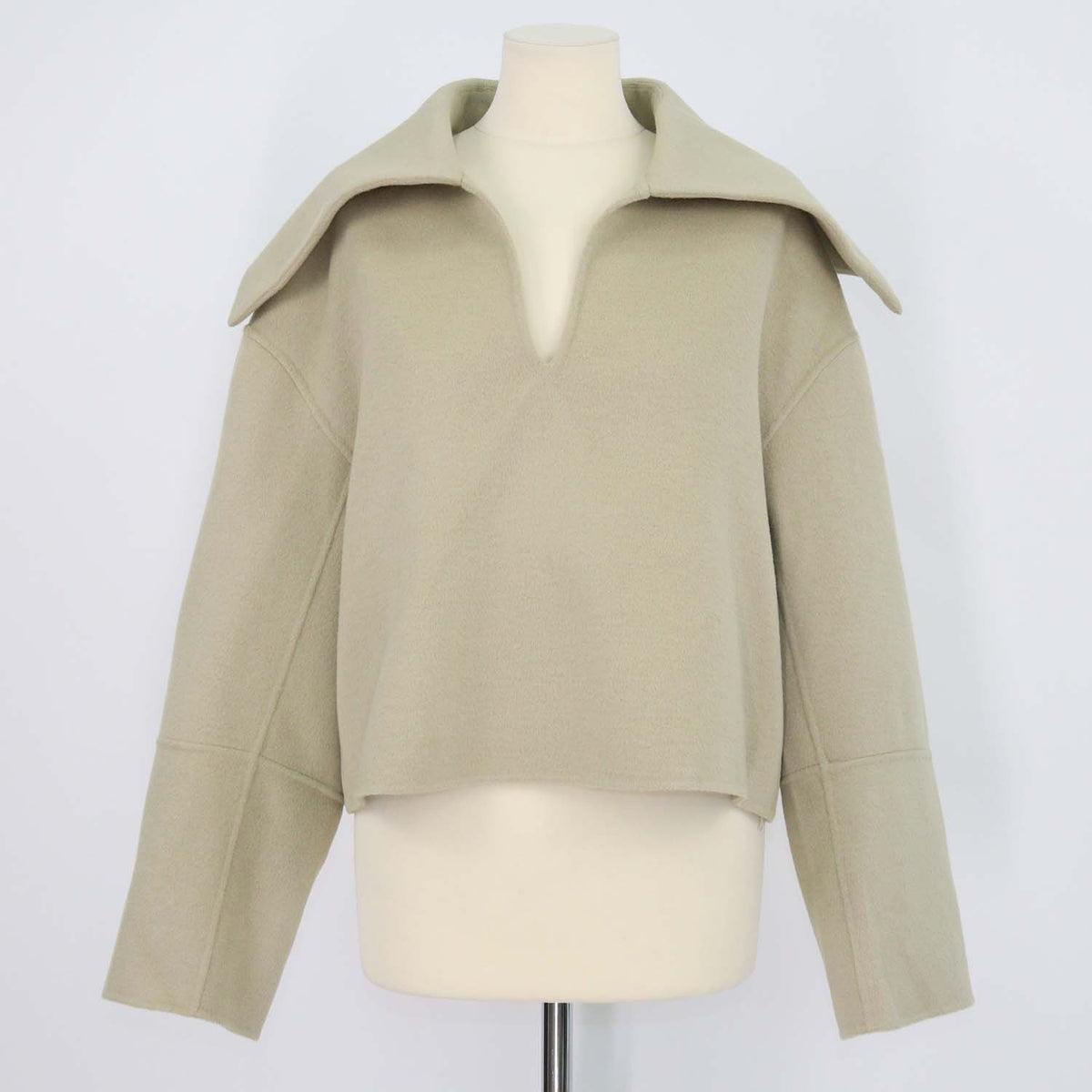 Nanushka Beige Blend Wool and Silk Maxi Piligrim Collar Top