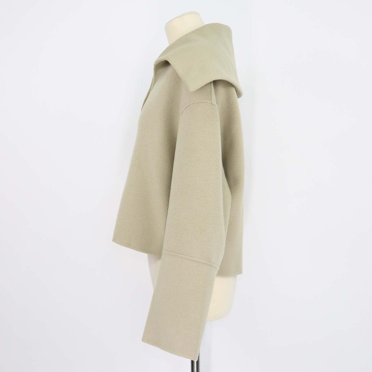 Nanushka Beige Blend Wool and Silk Maxi Piligrim Collar Top