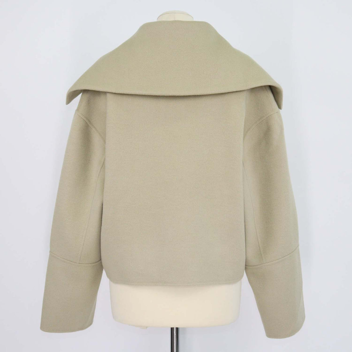 Nanushka Beige Blend Wool and Silk Maxi Piligrim Collar Top