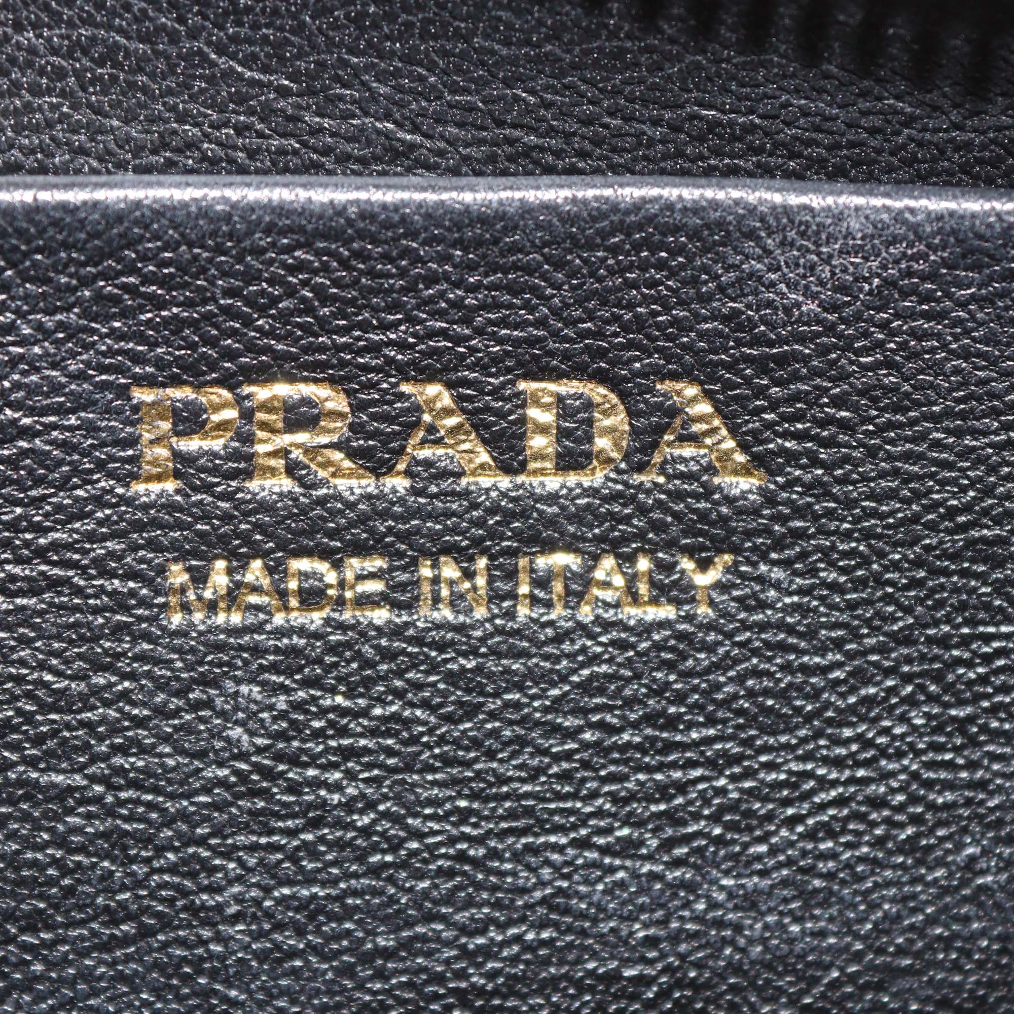 Prada White Leather Small Arque Shoulder Bag