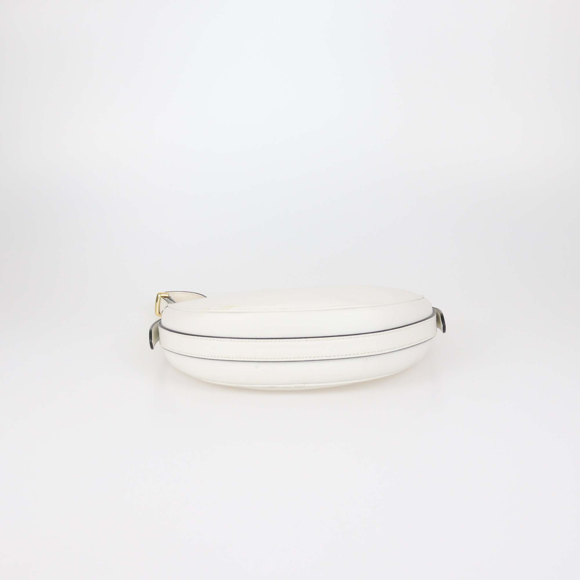 Prada White Leather Small Arque Shoulder Bag