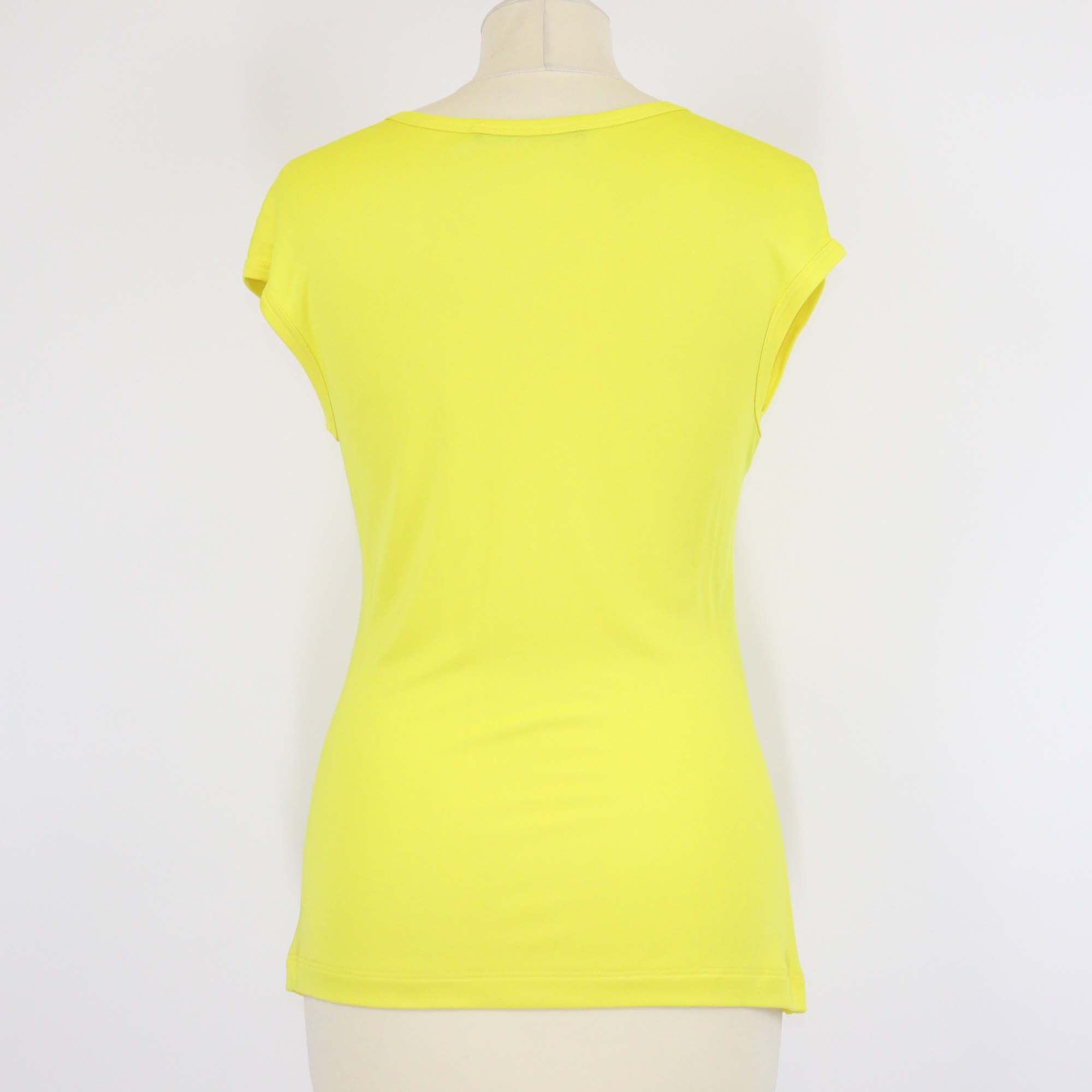 Roberto Cavalli Yellow Jersey Viper Detail Cap Sleeve Top