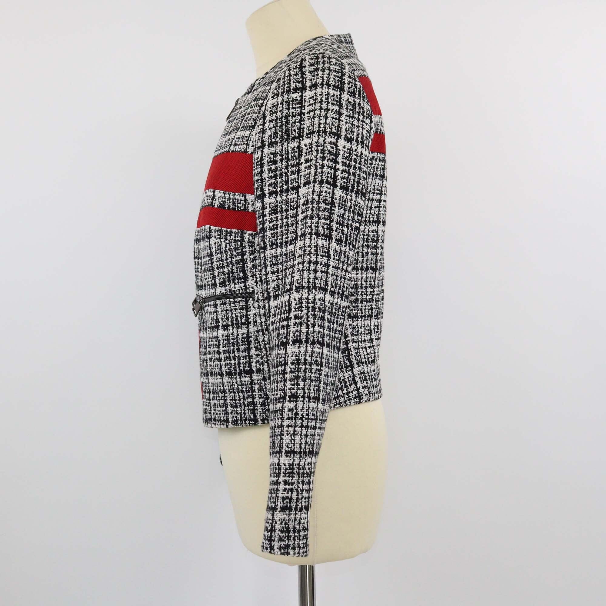 Karl Lagerfeld Tricolor Red Stripe Zip-Up Jacket Womens Karl Lagerfeld