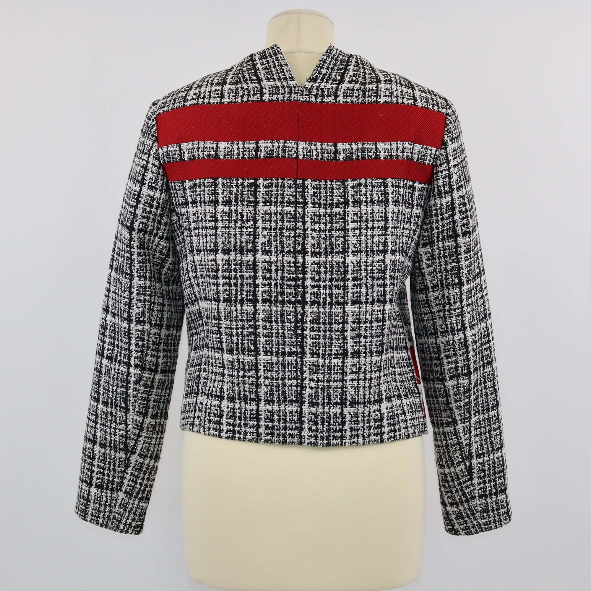 Karl Lagerfeld Tricolor Red Stripe Zip-Up Jacket Womens Karl Lagerfeld