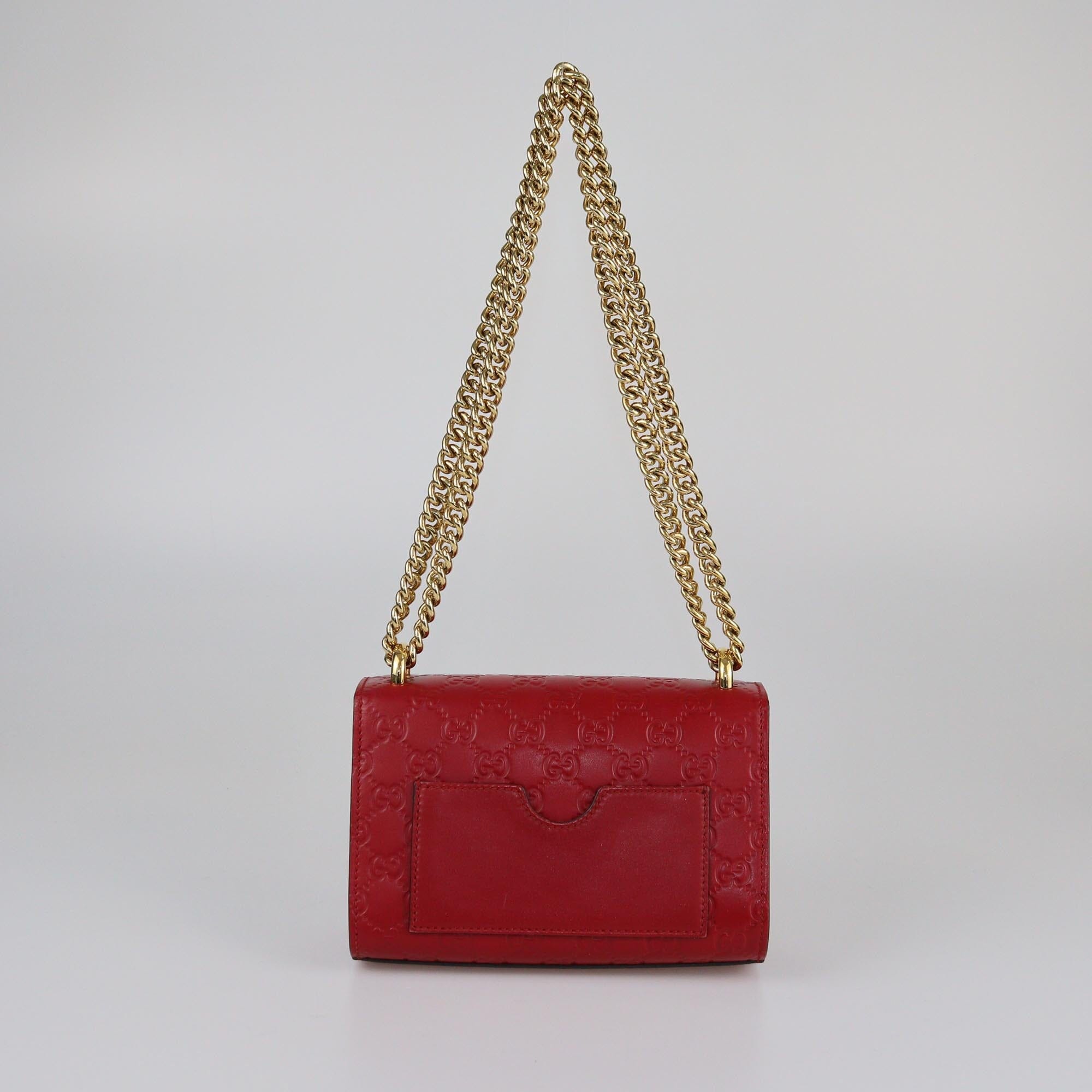 Gucci Red Guccissima Small Padlock Shoulder Bag Womens Gucci