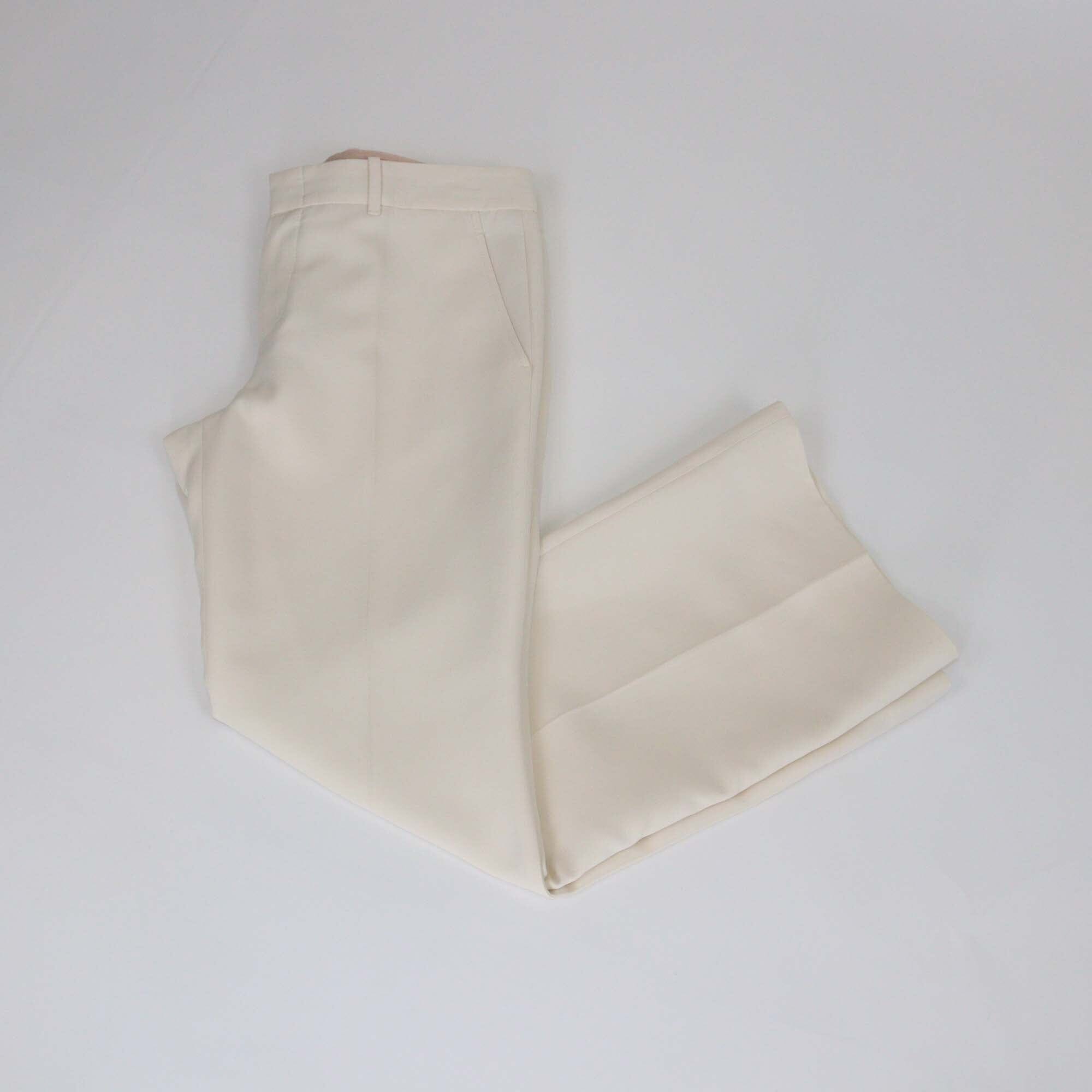 Gucci Cream Silk & Cotton Crepe Flared Trouser Womens Gucci