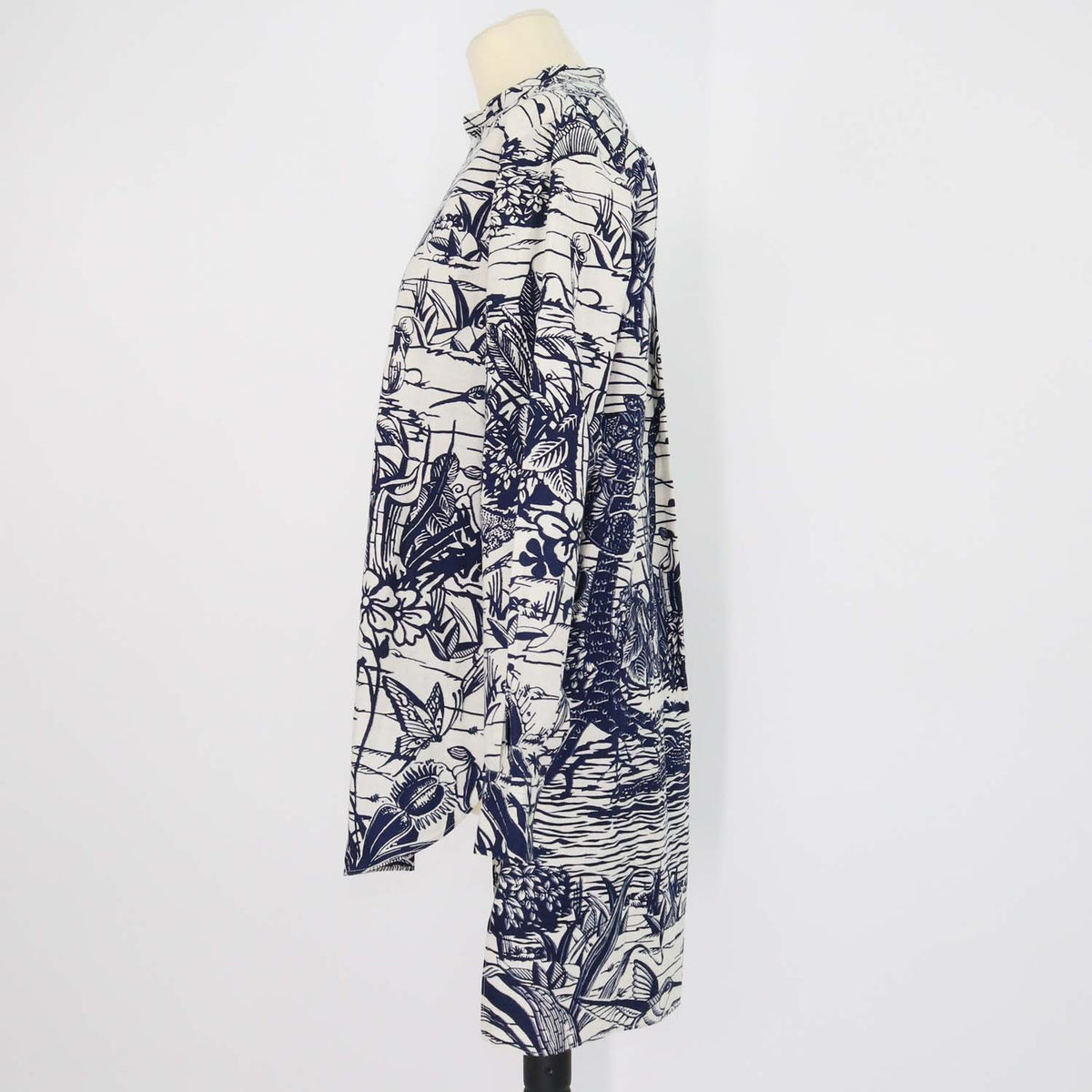 Christian Dior Navy Blue, Off White Cotton Printed Tunic Top