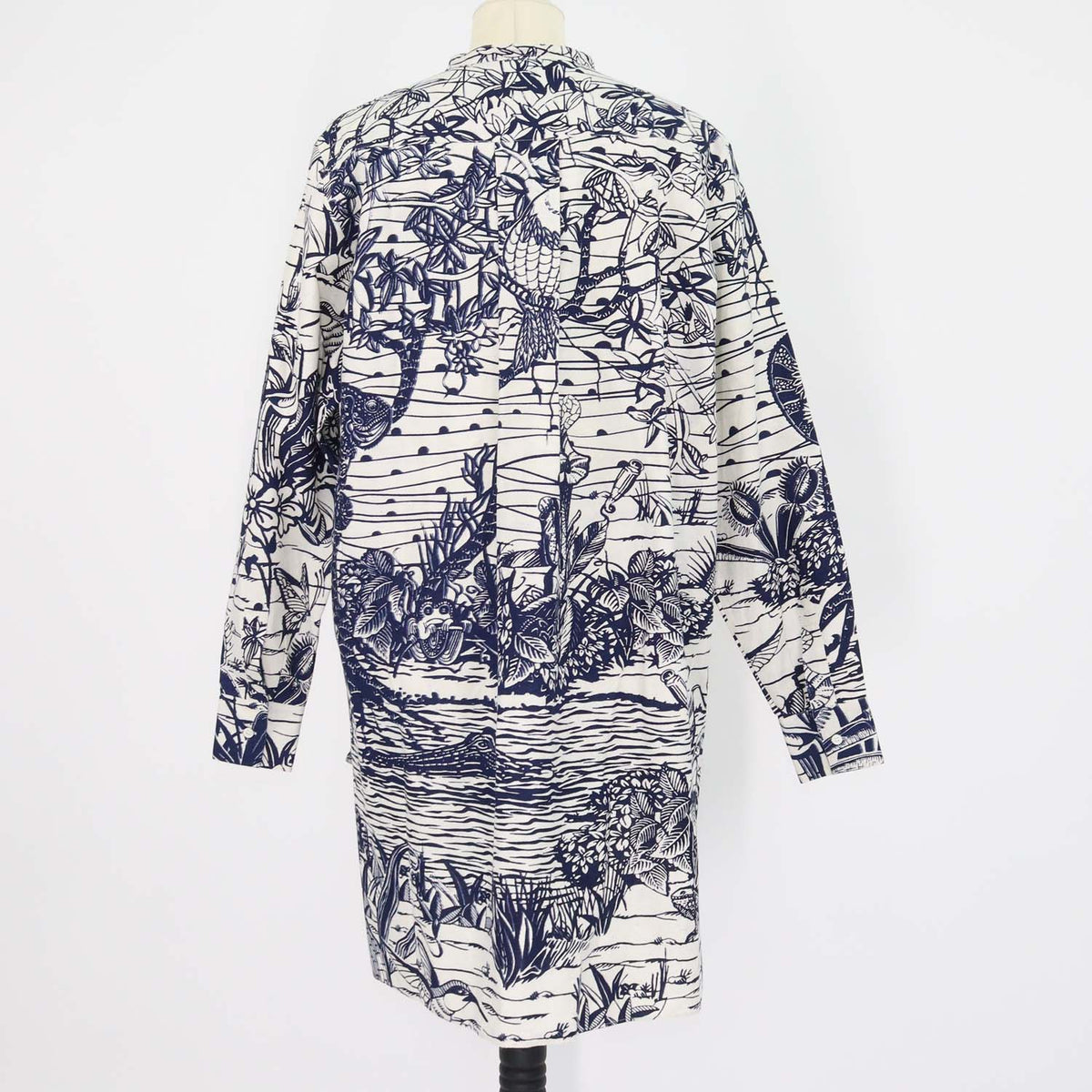 Christian Dior Navy Blue, Off White Cotton Printed Tunic Top