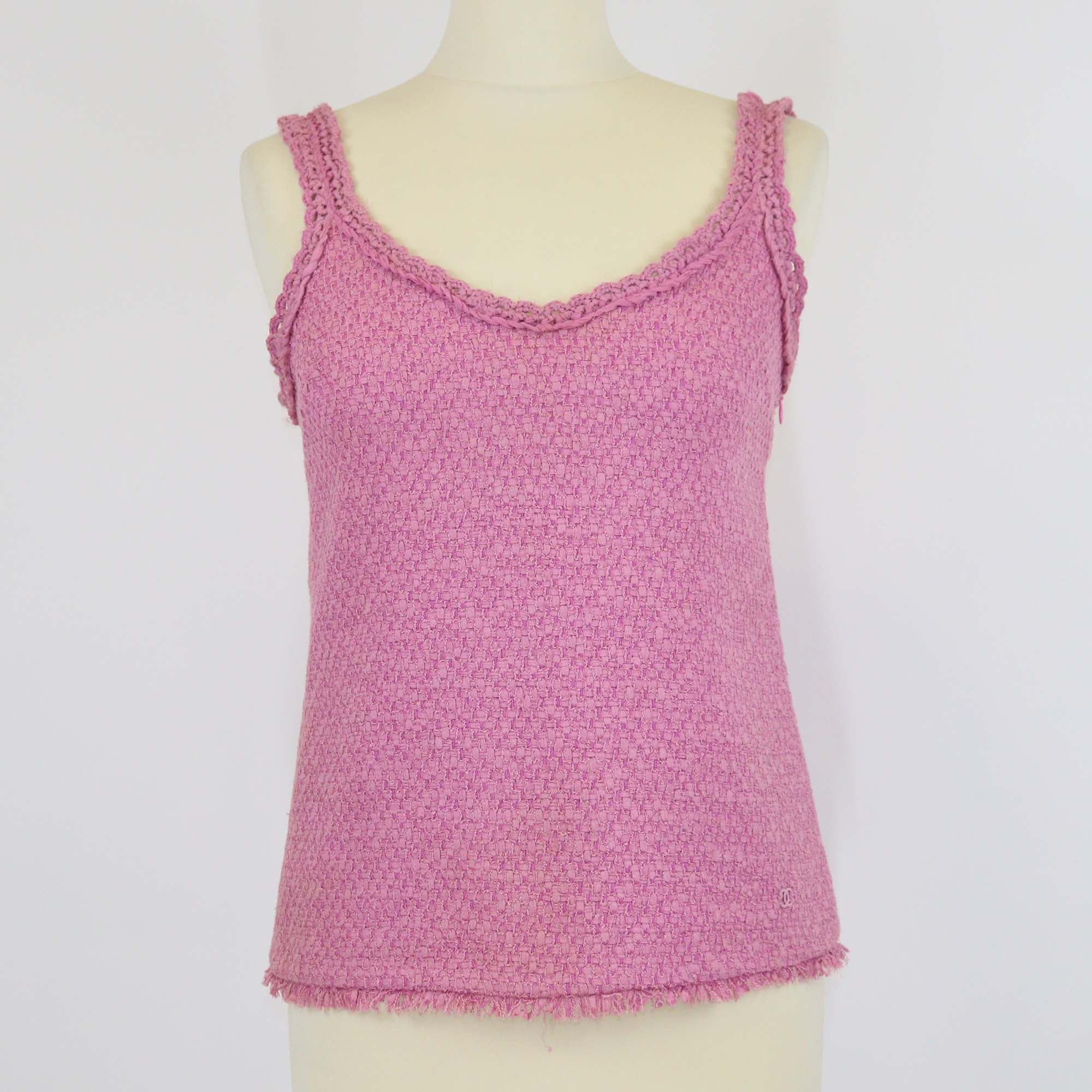 Chanel Pink Tweed Camisole Tank Top