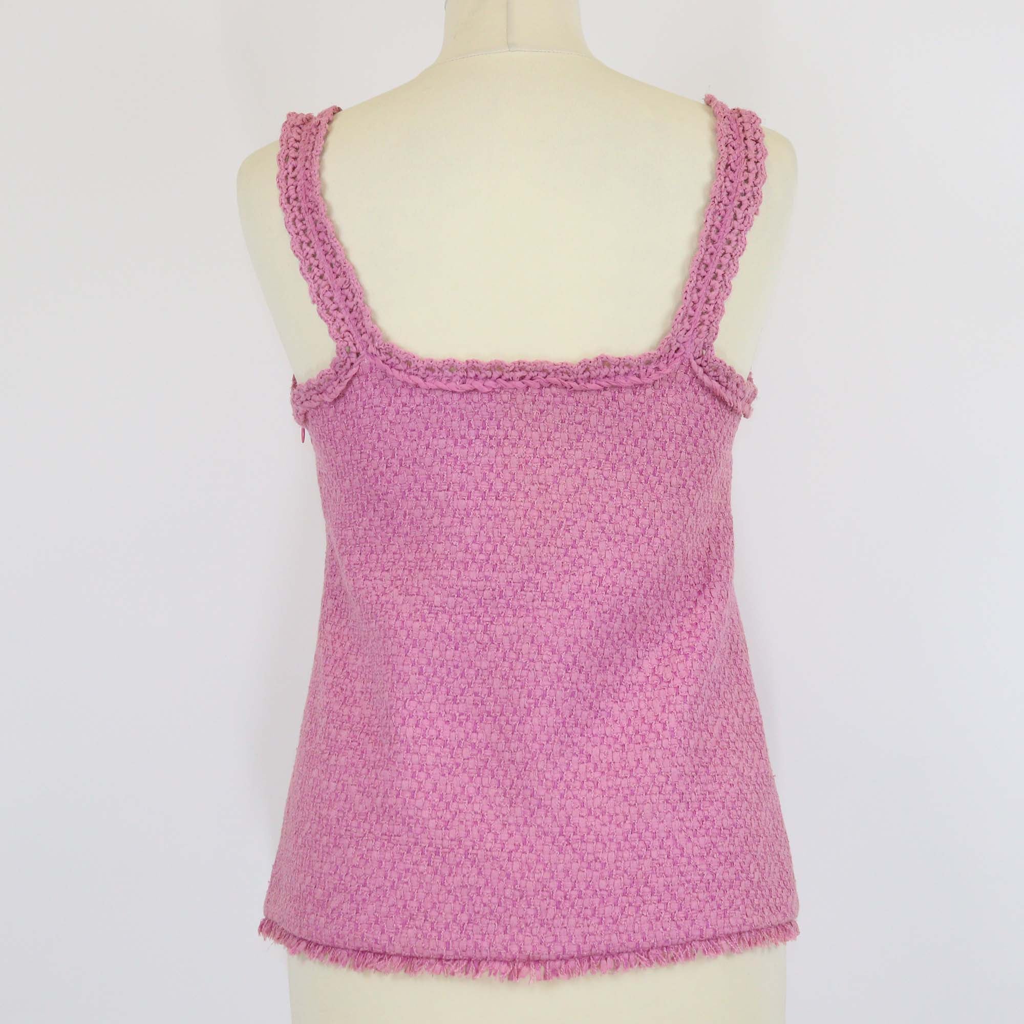 Chanel Pink Tweed Camisole Tank Top