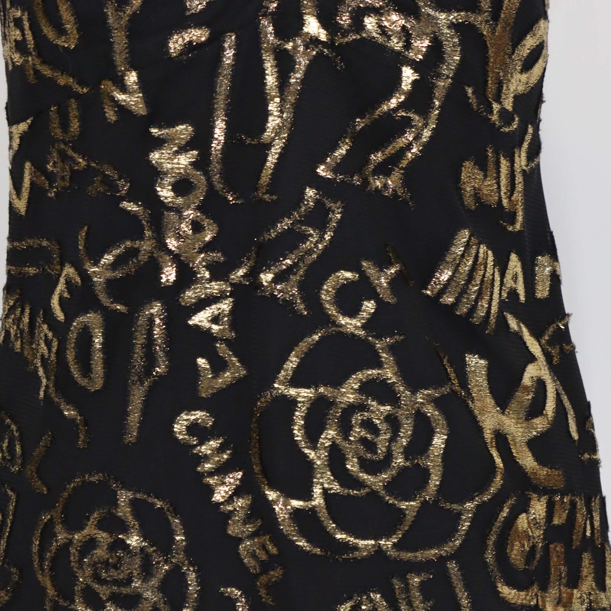 Chanel Black/Gold Blend Polyester Fil-coupe and Rib Knit Tank Top