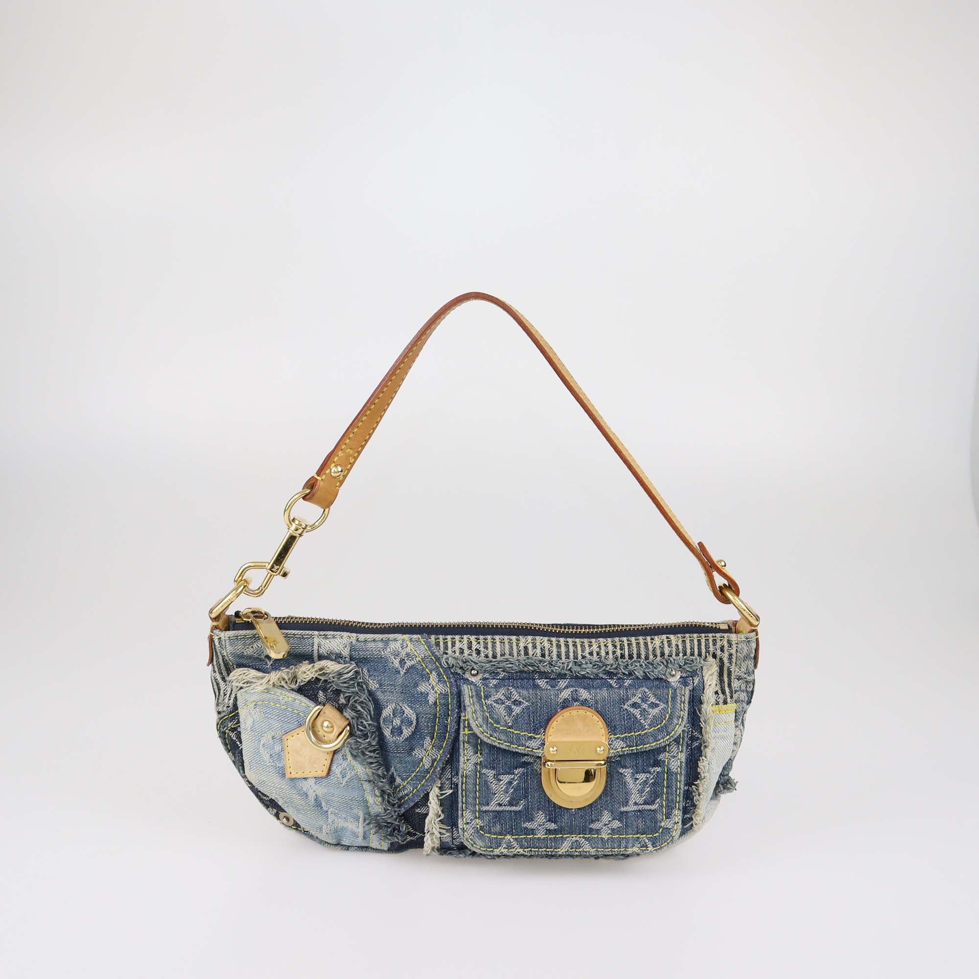 Louis Vuitton Blue Monogram Denim Patchwork Pouchy Bag