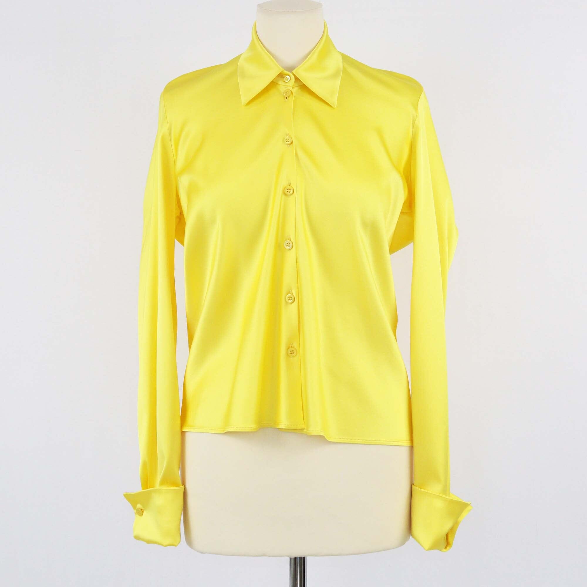 Balenciaga Golden Yellow Stretch Drape Long Sleeve Blouse Womens Balenciaga