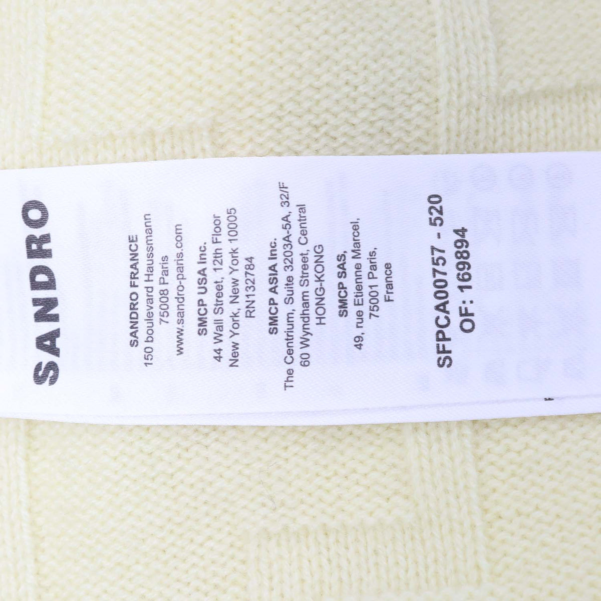Sandro Yellow, White Wool Cashmere Monogram V Neck Cardigan