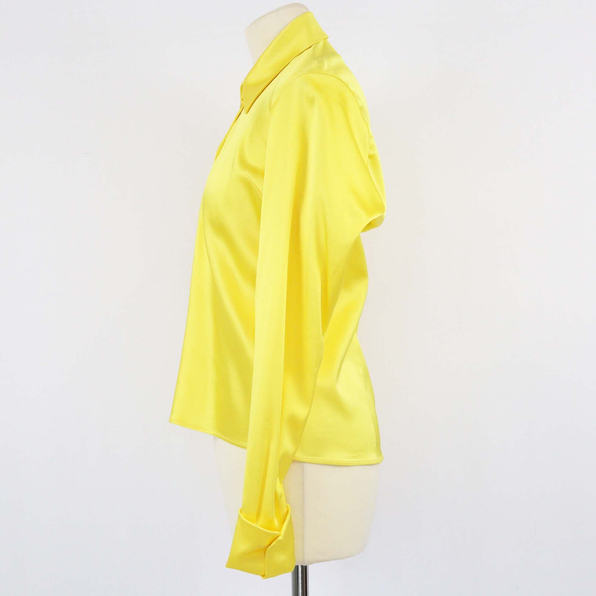 Balenciaga Golden Yellow Stretch Drape Long Sleeve Blouse Womens Balenciaga