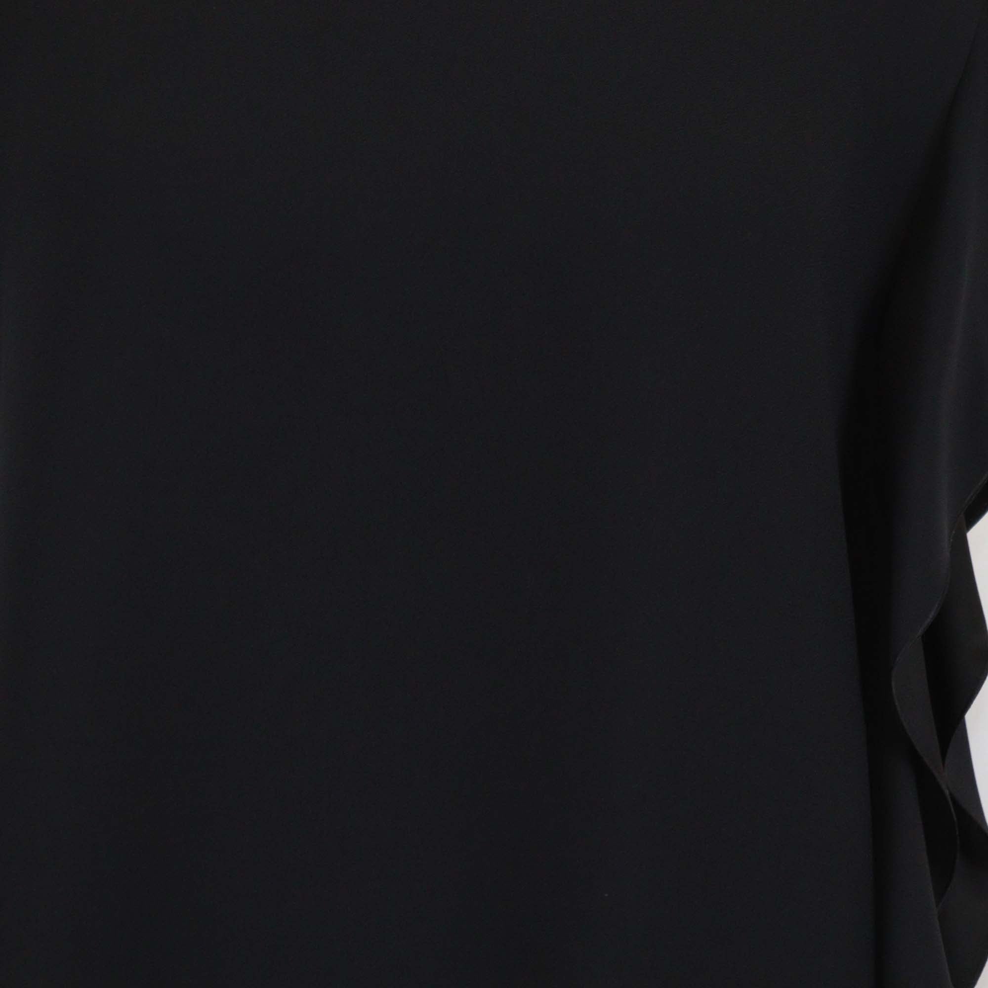 RED Valentino Black Blend Acetate Ruffle Edge Sleeveless Top