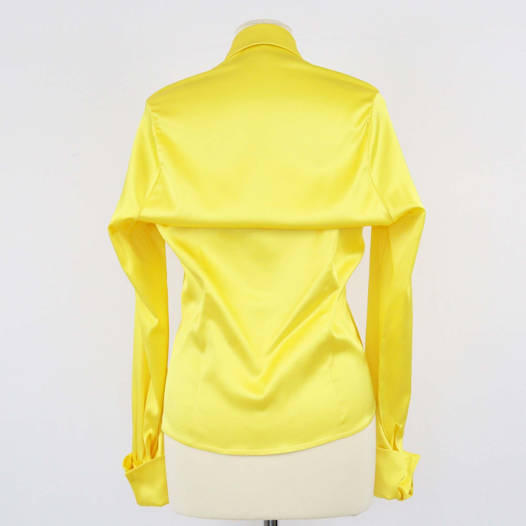 Balenciaga Golden Yellow Stretch Drape Long Sleeve Blouse Womens Balenciaga