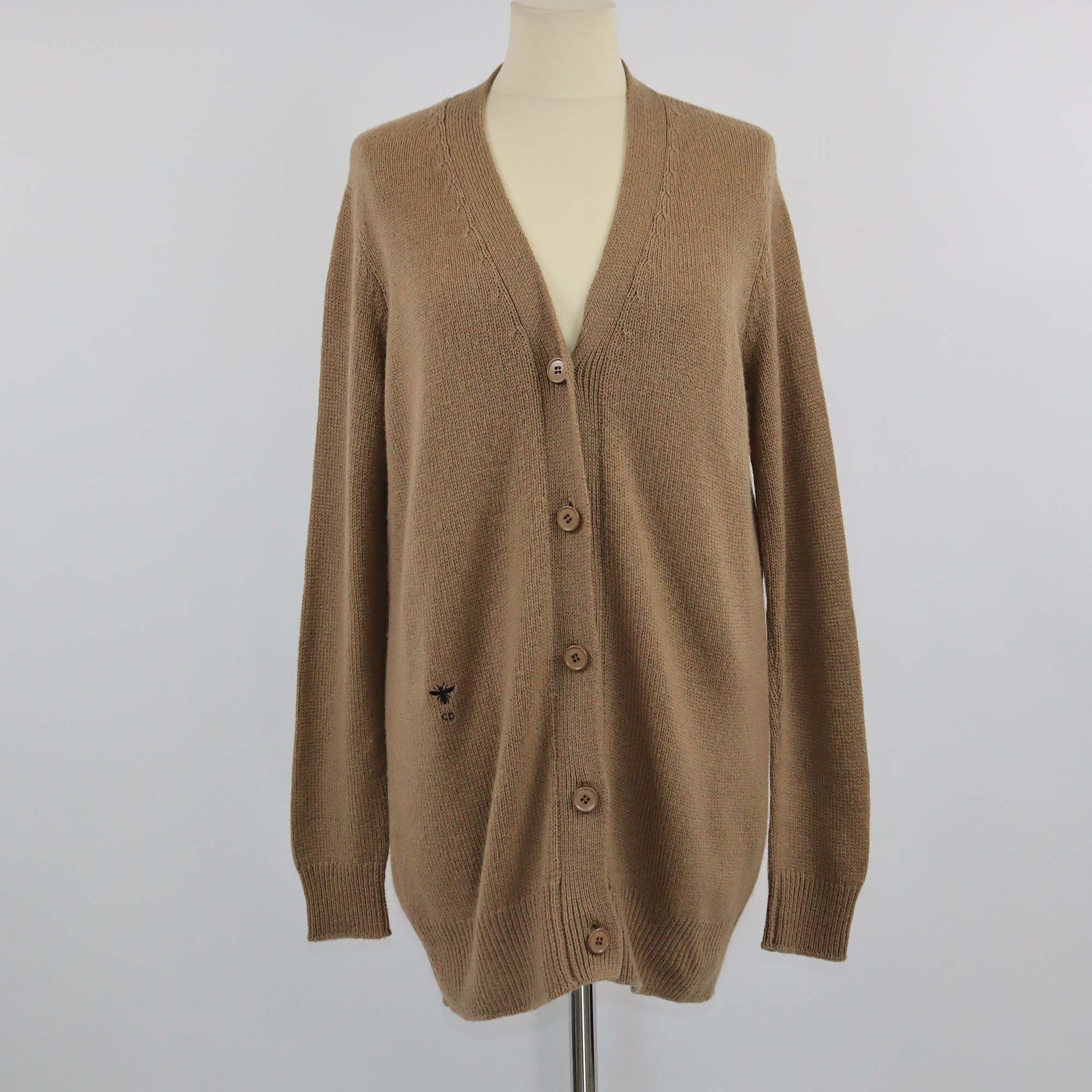 Christian Dior Brown Bee Embroidered Longsleeve Cardigan Womens Christian Dior