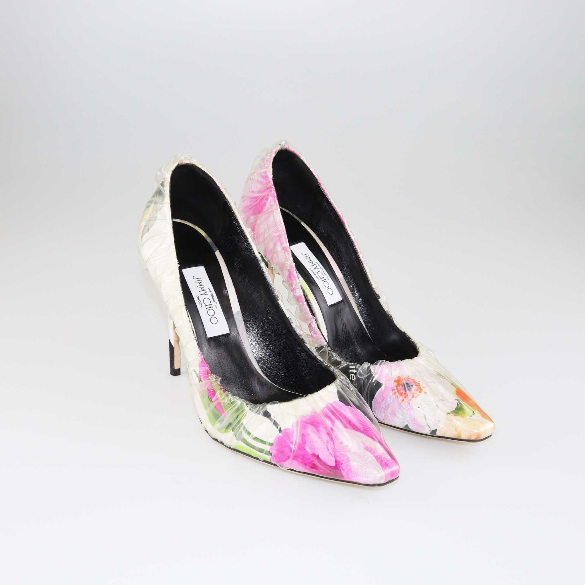 Off-White x Jimmy Choo Multicolor Floral Vinyl Anne Pumps Shoes Off-White x Jimmy Choo