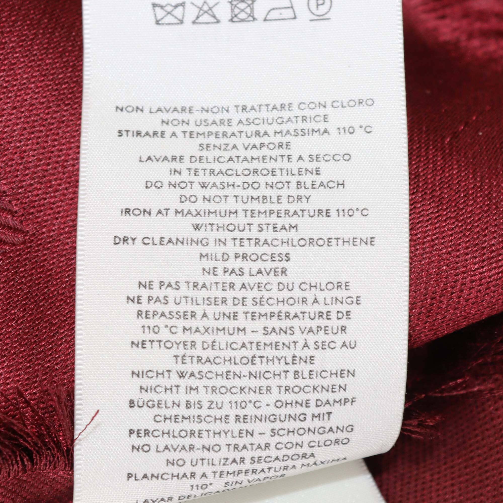 Gucci Dark Red GG Jacquard Silk Wool Shawl Womens Gucci