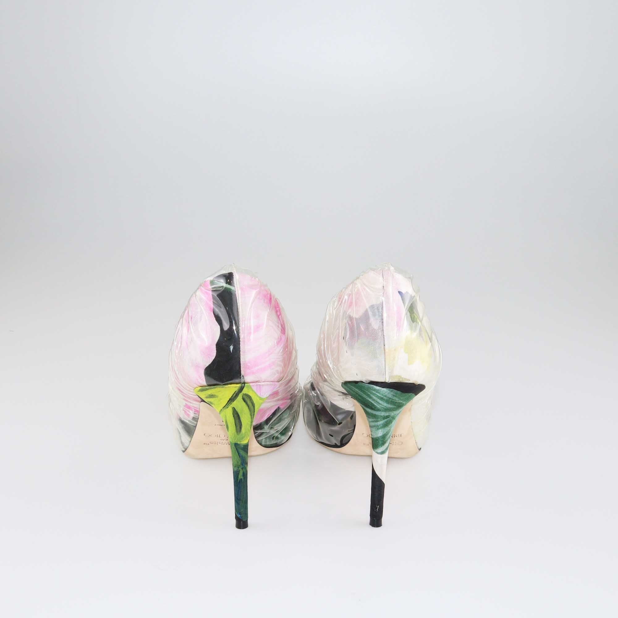 Off-White x Jimmy Choo Multicolor Floral Vinyl Anne Pumps Shoes Off-White x Jimmy Choo