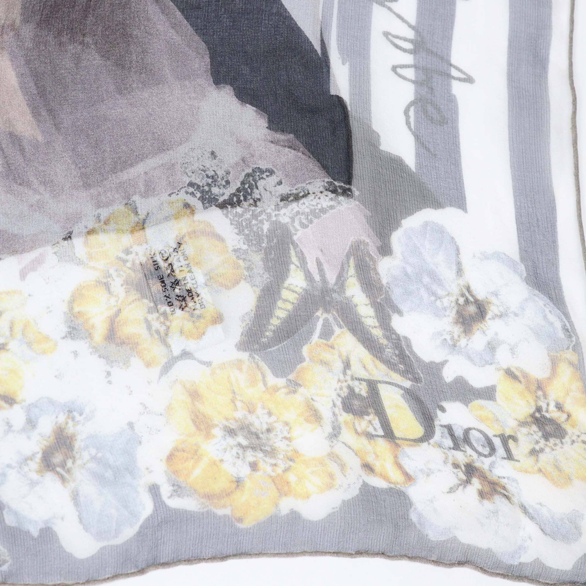 Christian Dior Multicolor Floral Print Sheer Silk Stole Womens Christian Dior