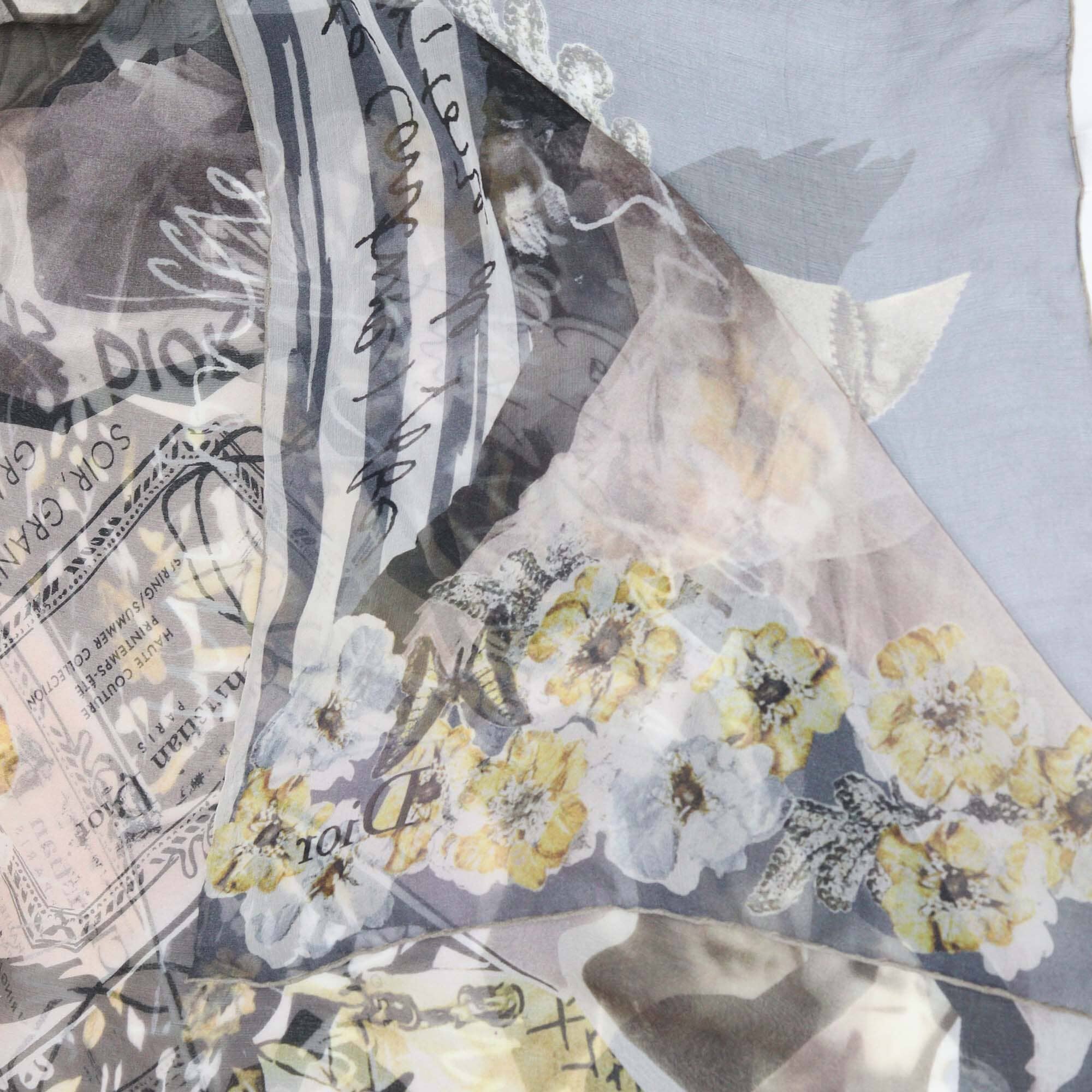 Christian Dior Multicolor Floral Print Sheer Silk Stole Womens Christian Dior