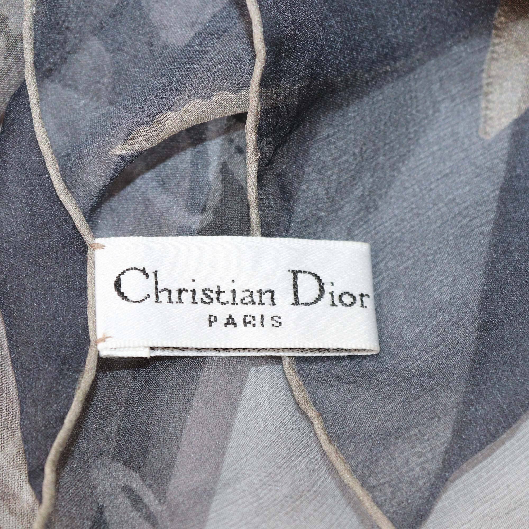 Christian Dior Multicolor Floral Print Sheer Silk Stole Womens Christian Dior