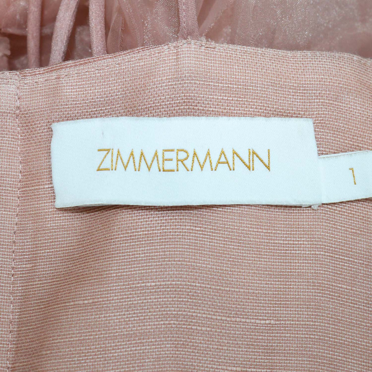 Zimmermann Dusty Peach Linen and Silk Luna Ruffle Midi Dress