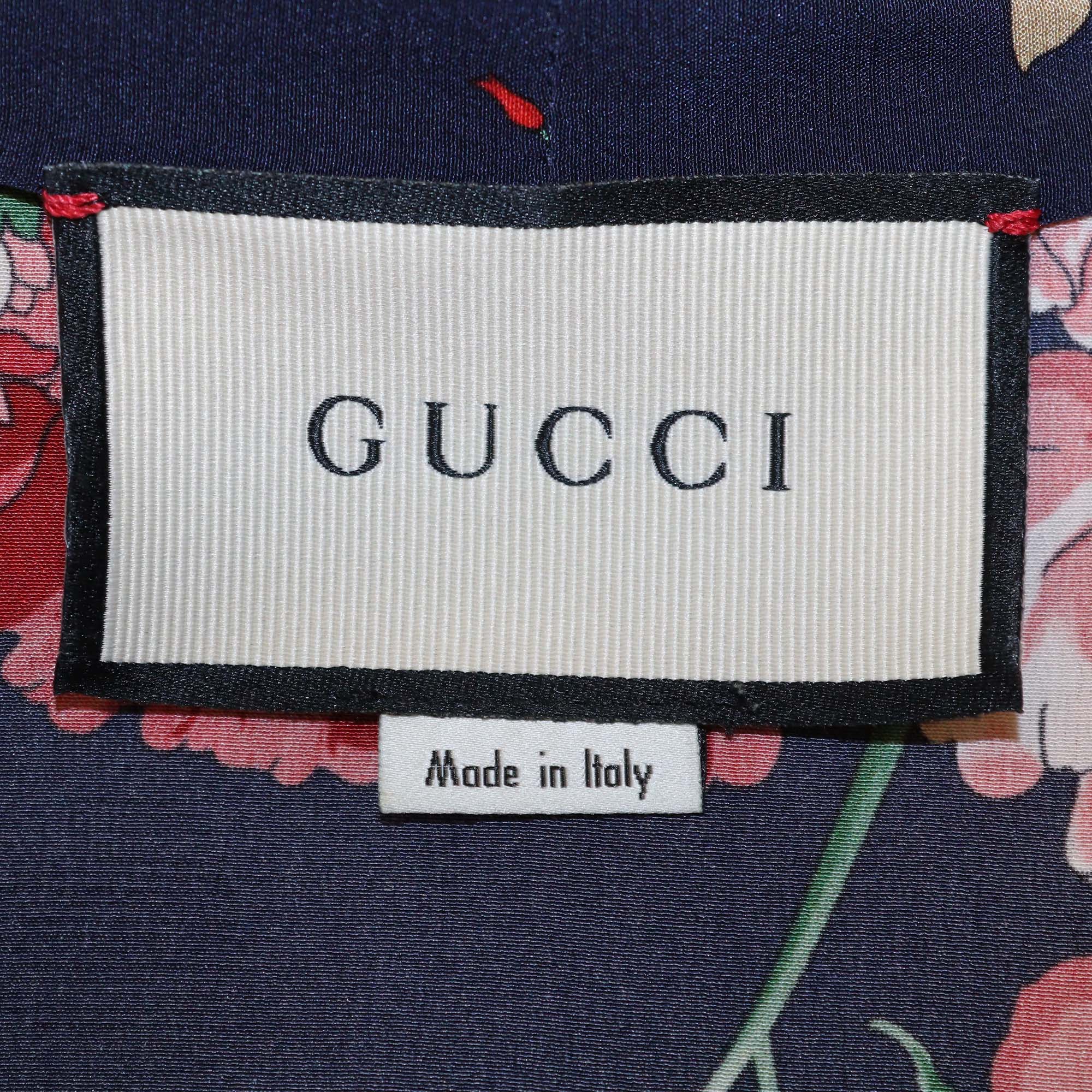 Gucci Blue/Red Spring Bouquet Print Long Sleeve Shirt