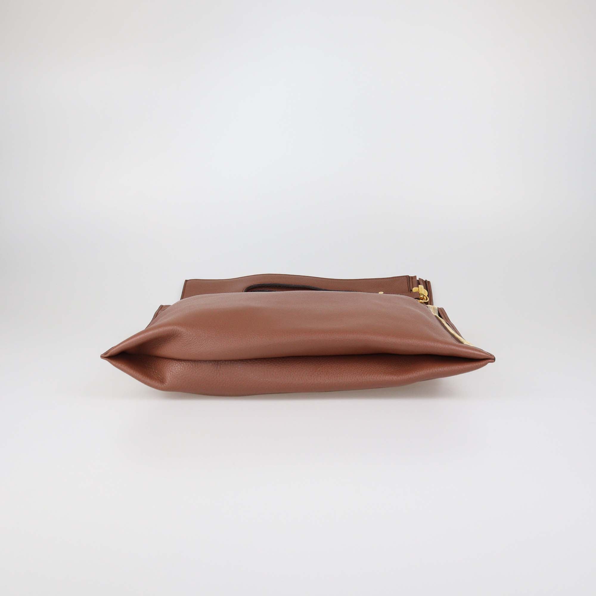 Tom Ford Brown Leather Large Foldover Alix Bag