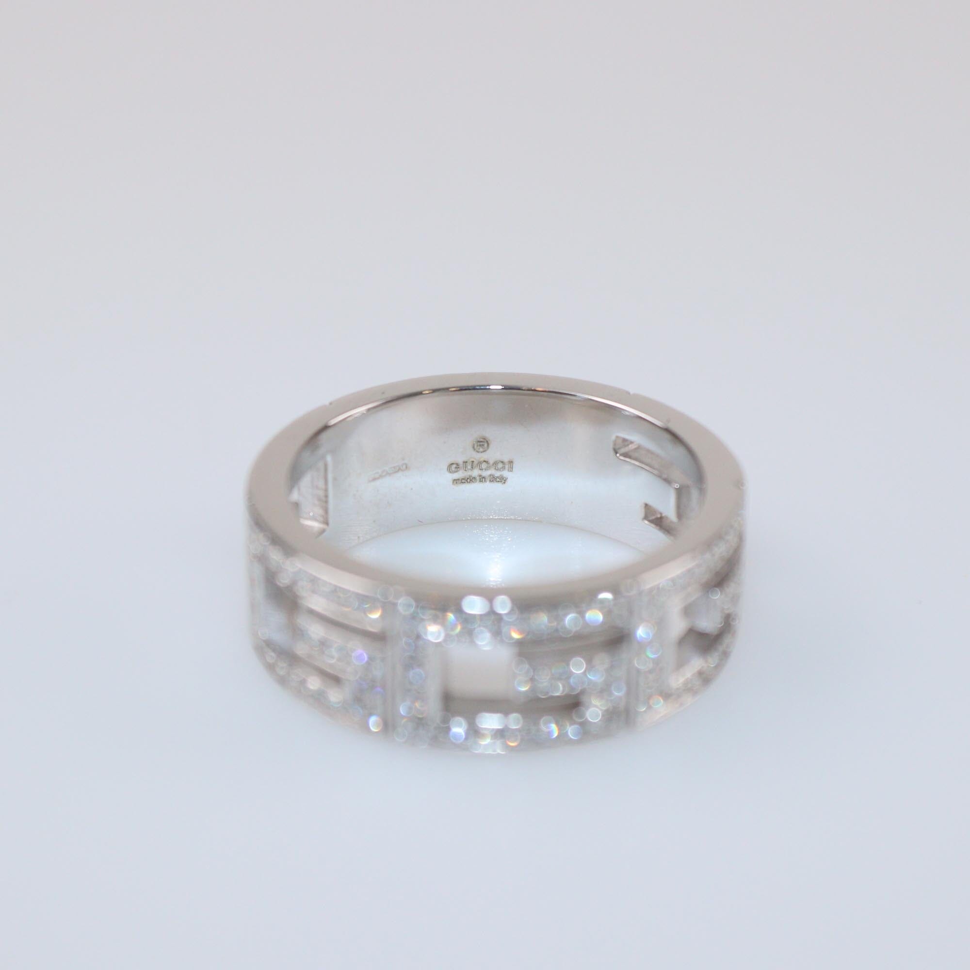 Gucci Multi G Diamond 18k White Gold Ring Size 59 Mens Gucci