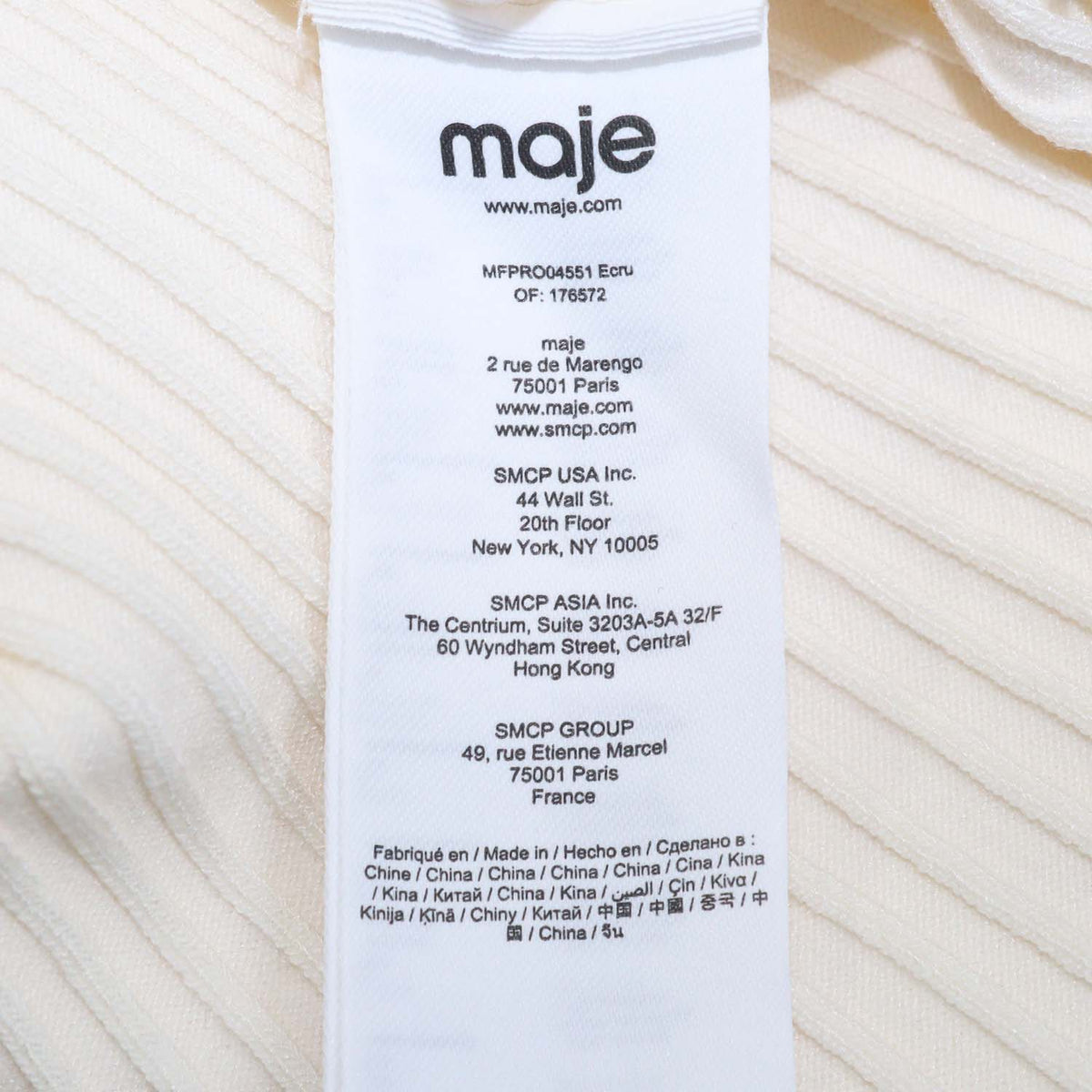 Maje Cream Blend Viscose Rib Knit Amour Sleeveless Midi Dress