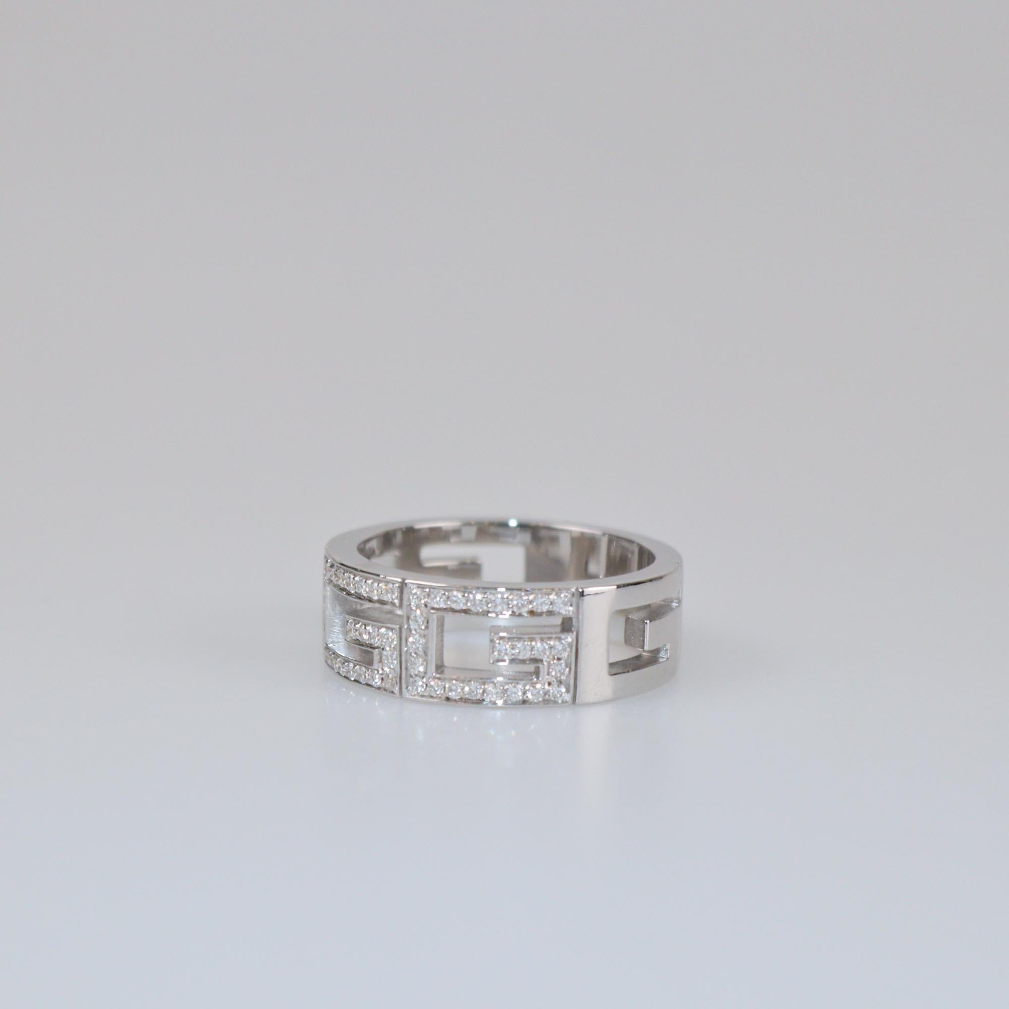 Gucci Multi G Diamond 18k White Gold Ring Size 59 Mens Gucci