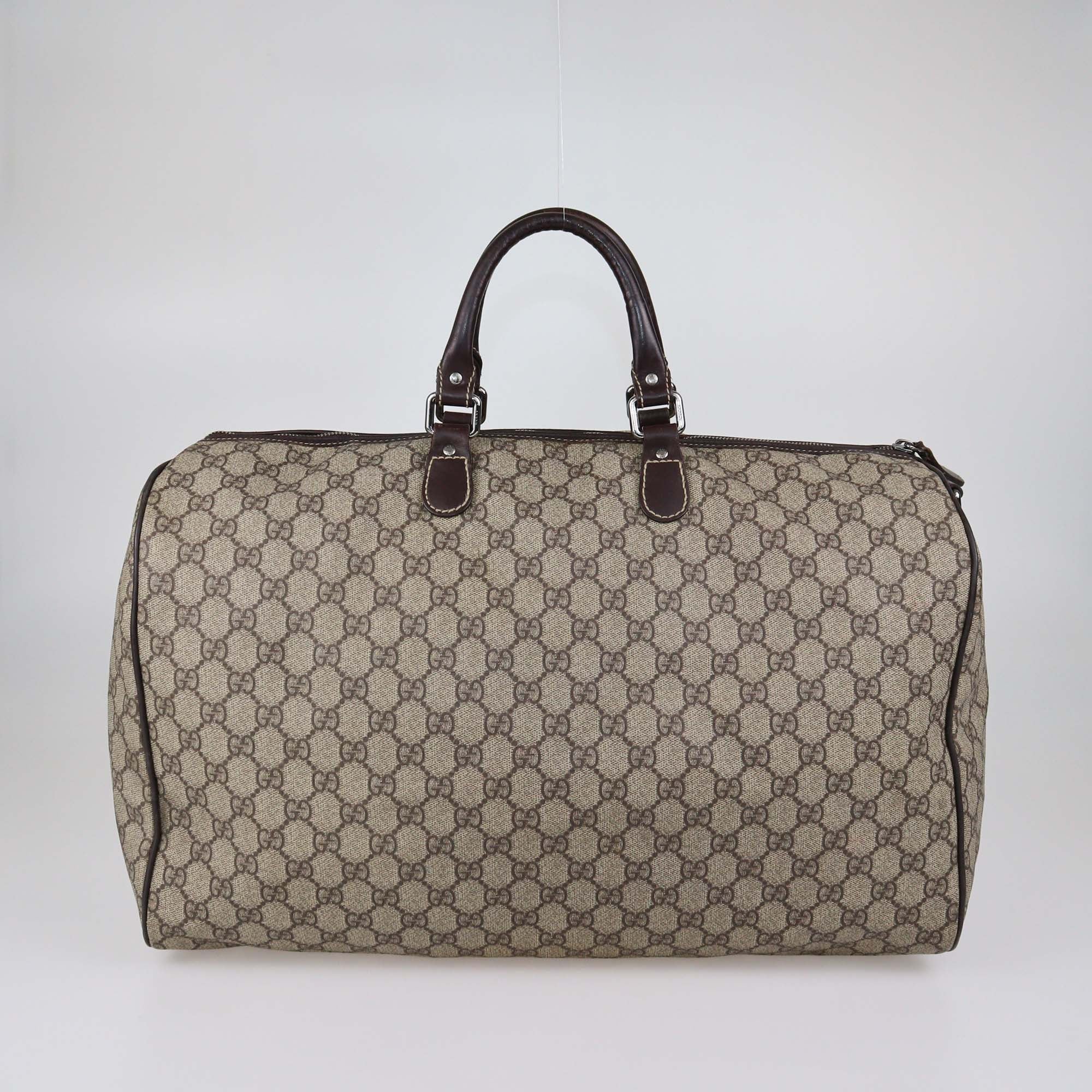 Gucci Dark Brown/Beige GG Supreme Canvas Duffle Bag