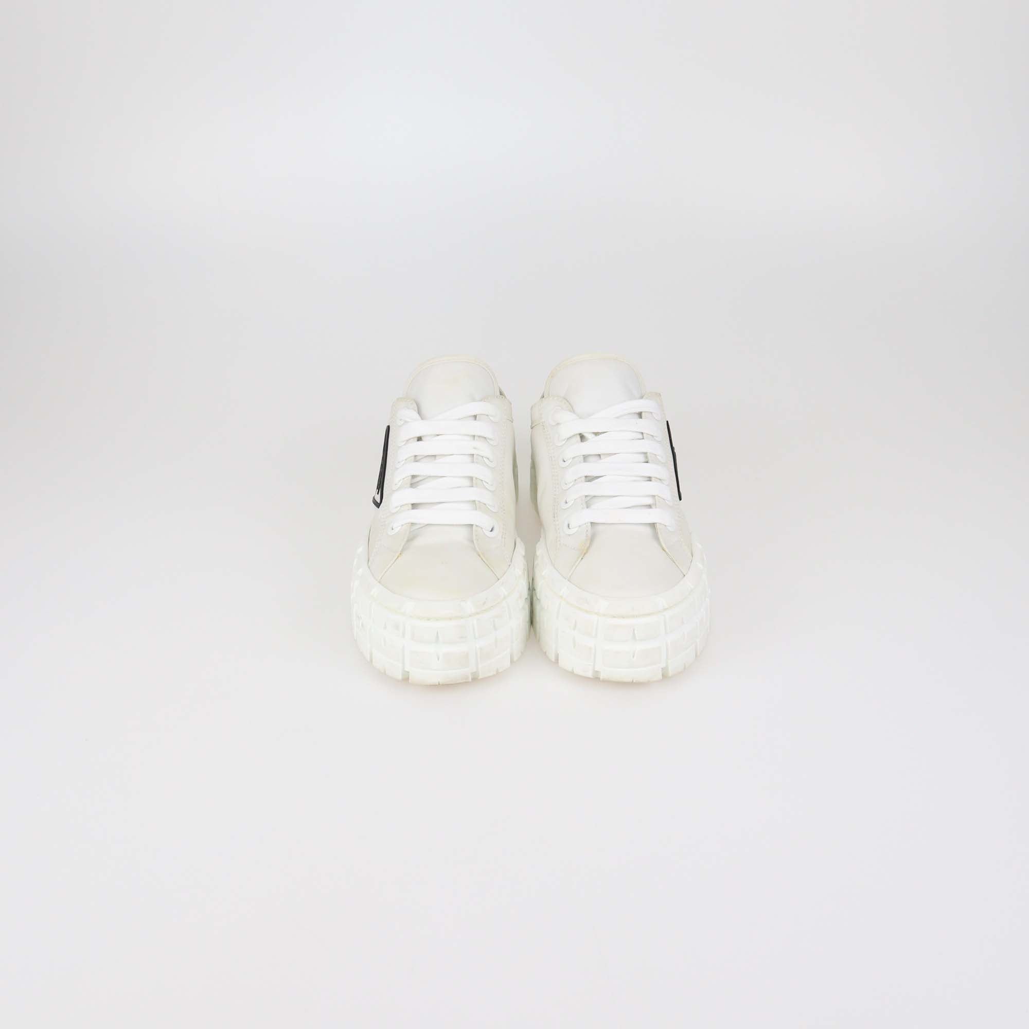 Prada White Re-Nylon Gabardine Platform Sneakers