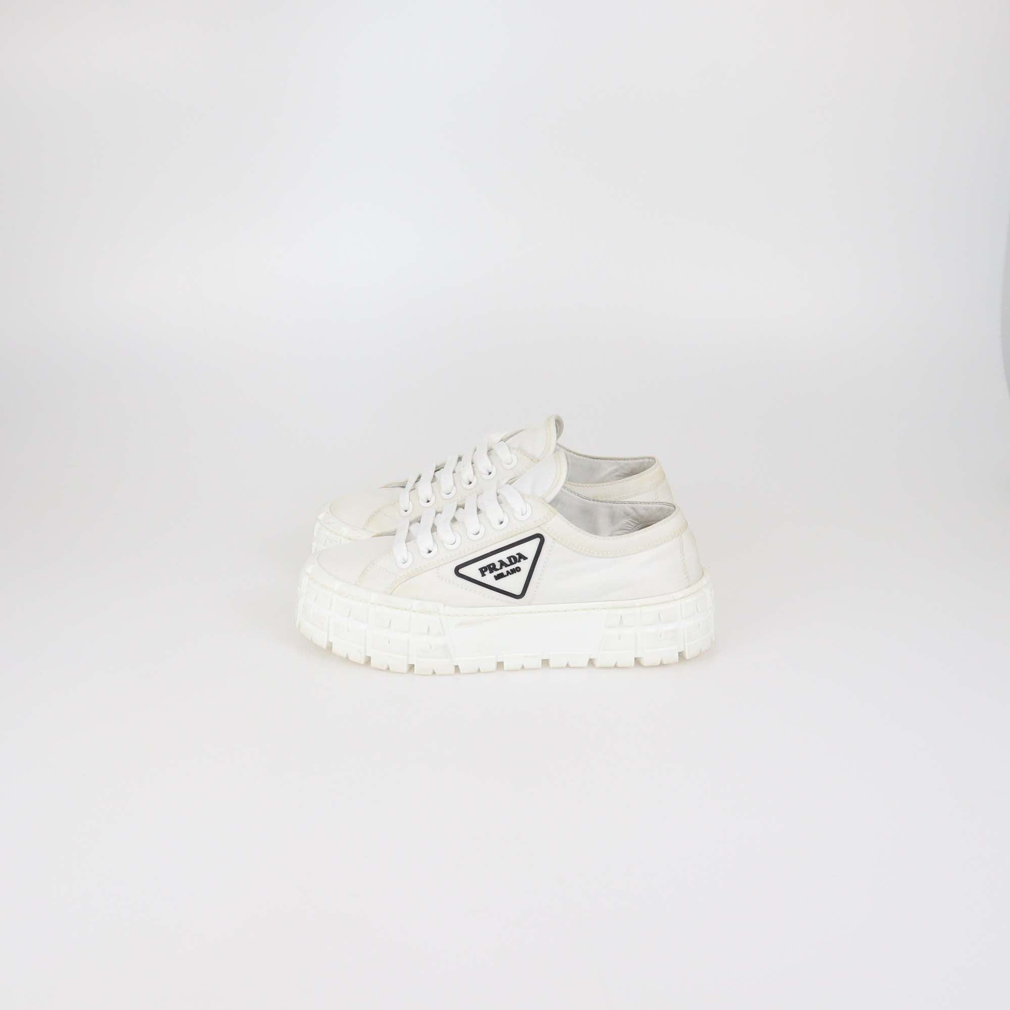 Prada White Re-Nylon Gabardine Platform Sneakers