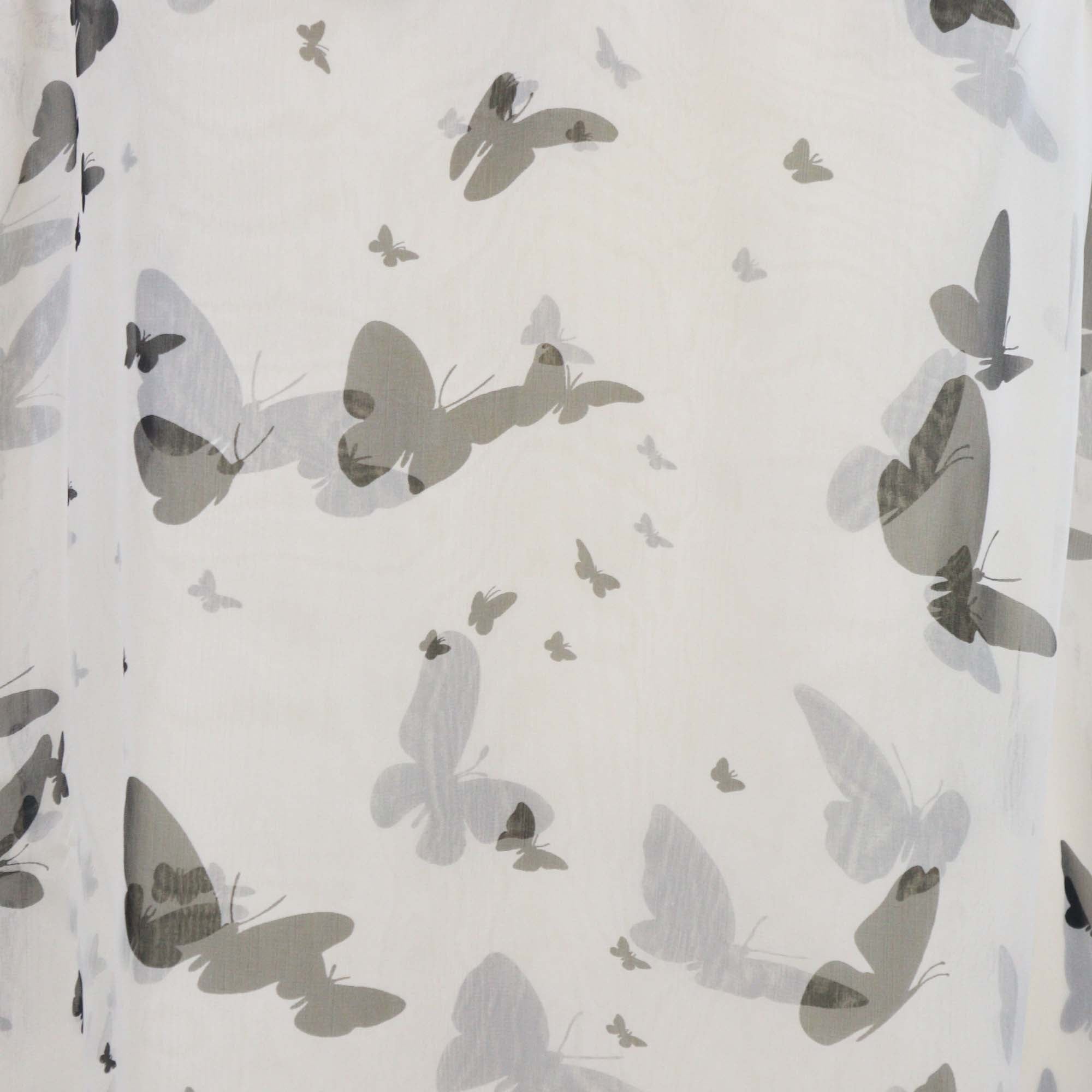 D&G Light Beige/Black Silk Butterfly Print Sheer Bow Detail Top