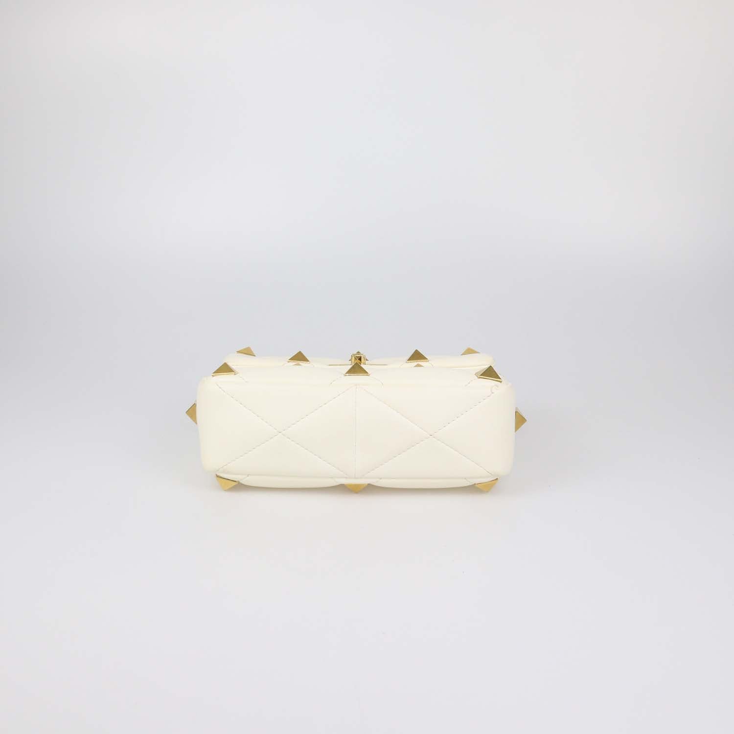 Valentino Off White Quilted Leather Medium Roman Stud Shoulder Bag
