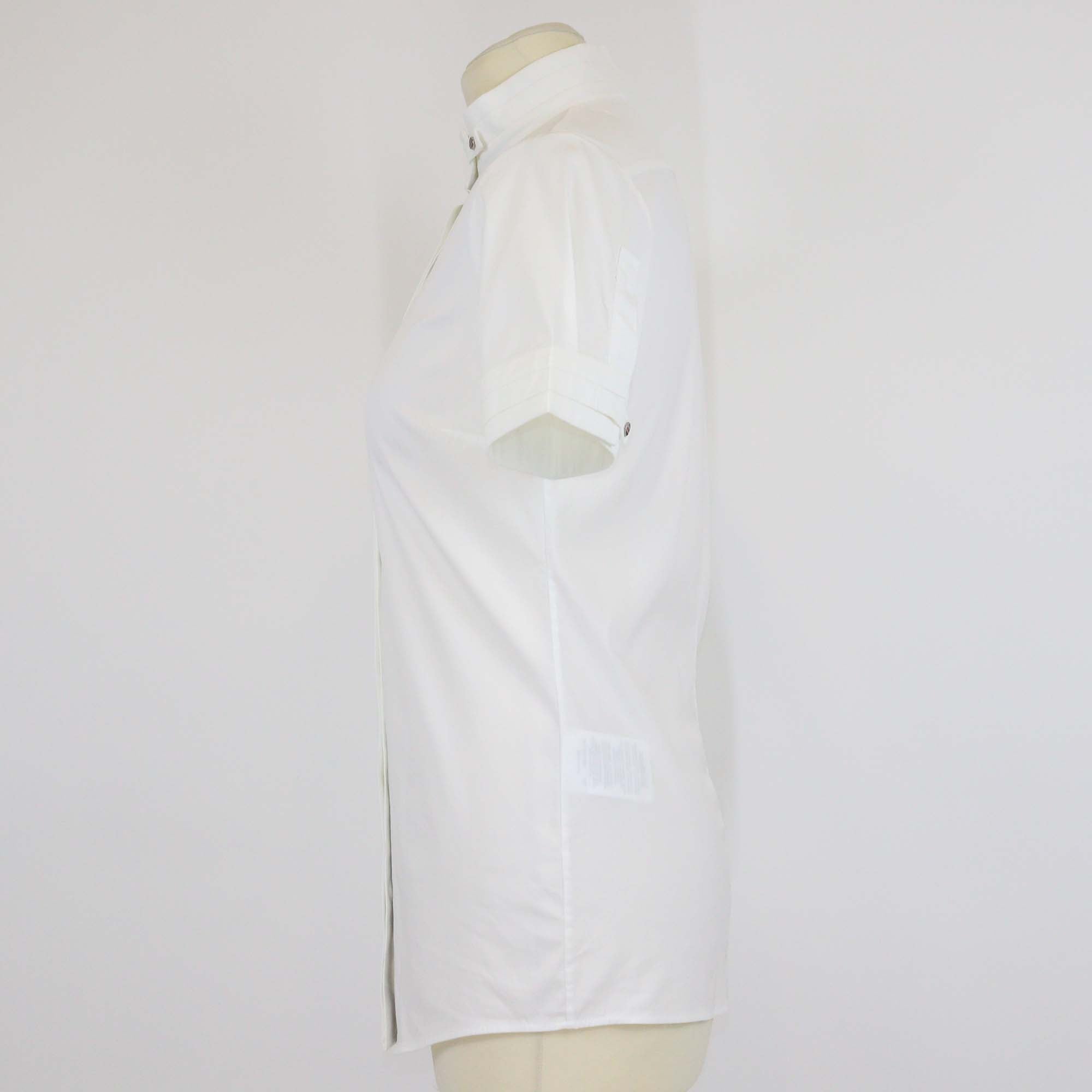 Gucci Equestrian White Blend Cotton Stand Collar Short Sleeve Button Shirt
