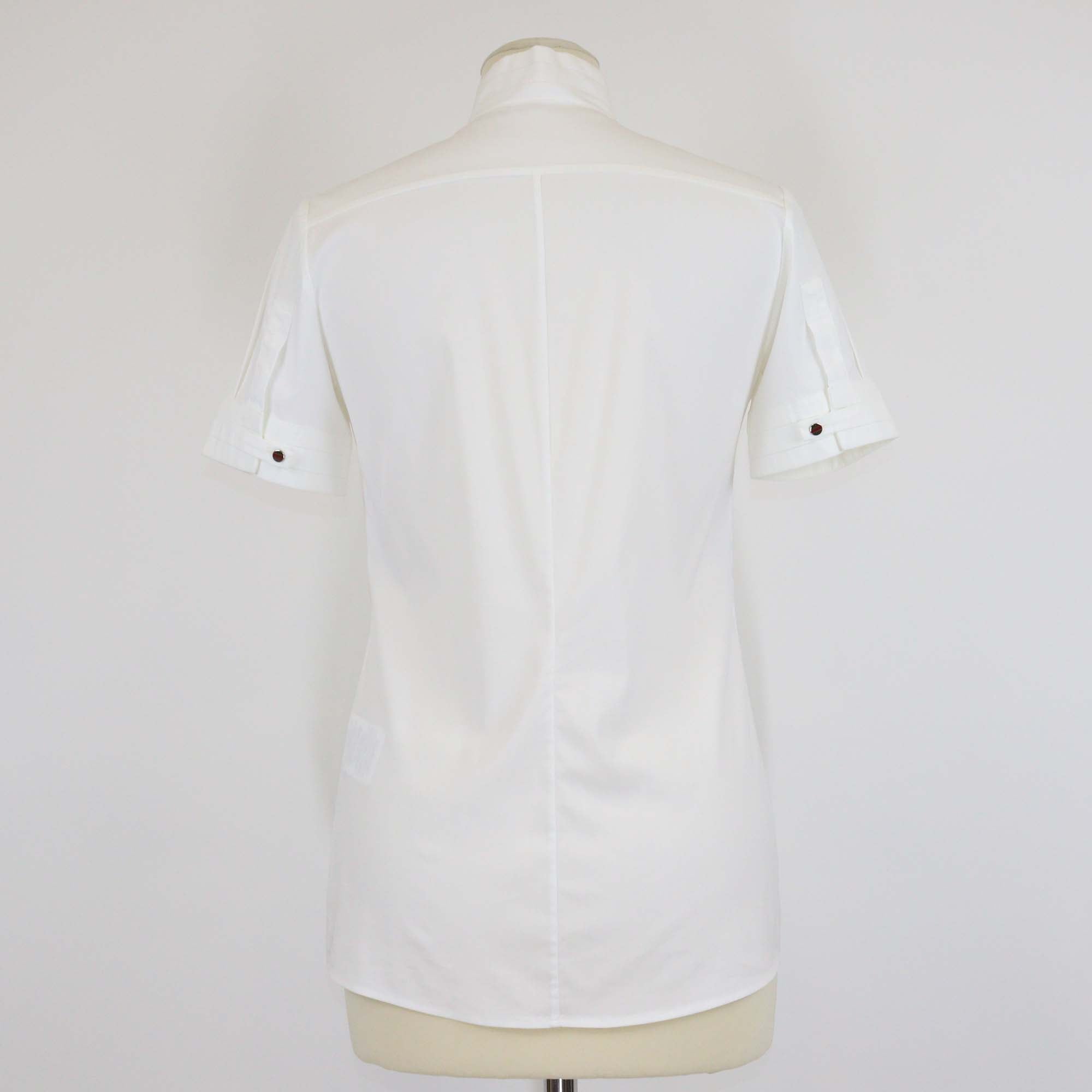 Gucci Equestrian White Blend Cotton Stand Collar Short Sleeve Button Shirt