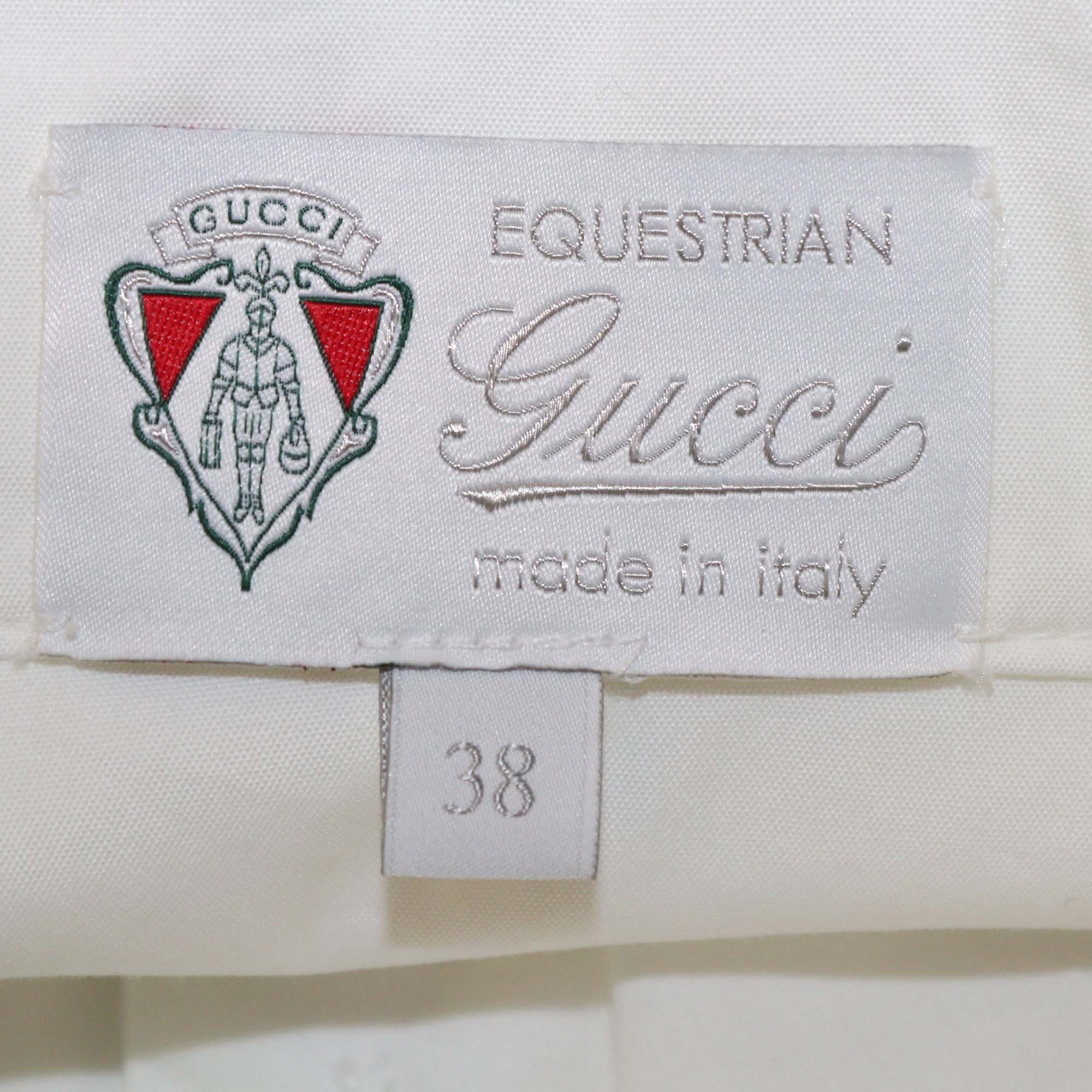 Gucci Equestrian White Blend Cotton Stand Collar Short Sleeve Button Shirt